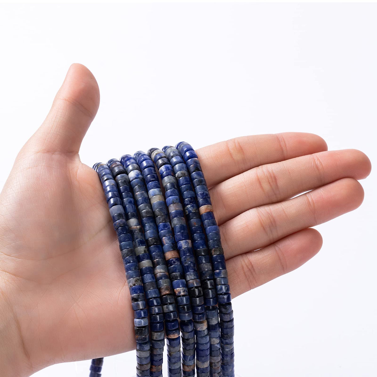 Natural Blue Sodalite Stone Spacer Beads 6x3mm 38cm/str Flat Round Loose Semi Gemstone Caps for Making Bracelets Necklace
