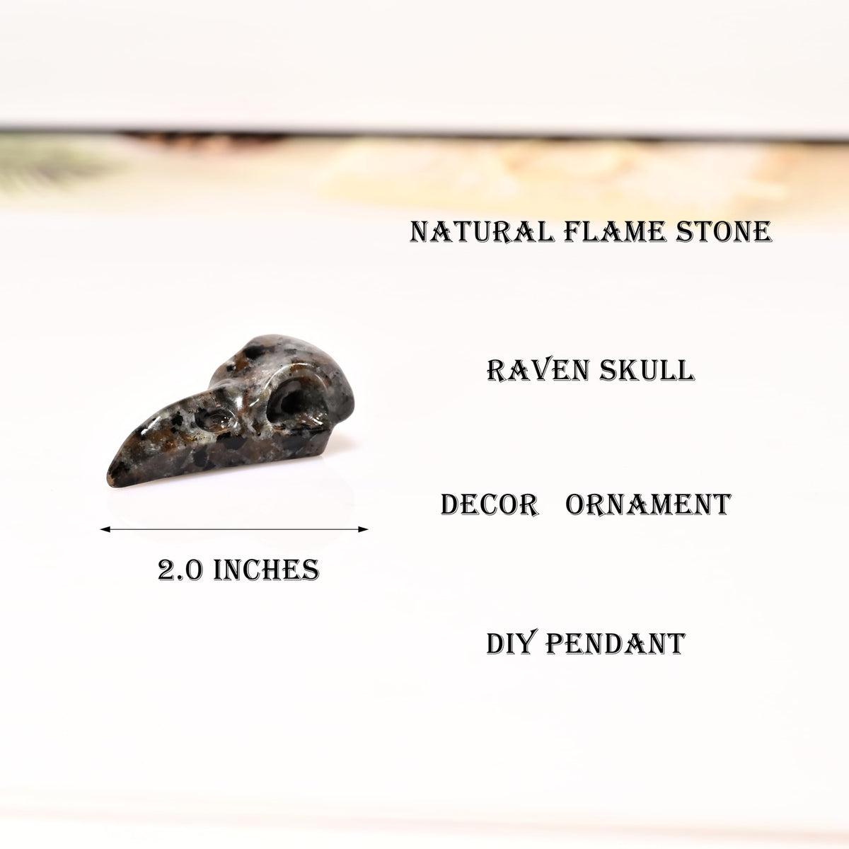 DZJXBZhu Flame Stone Raven Skull Figurine Crystal Healing Stone Spiritual Meditation Pocket Figurine Natural Gemston Hand Carved Polished Home Room Office Desk Decoration Gift Collect