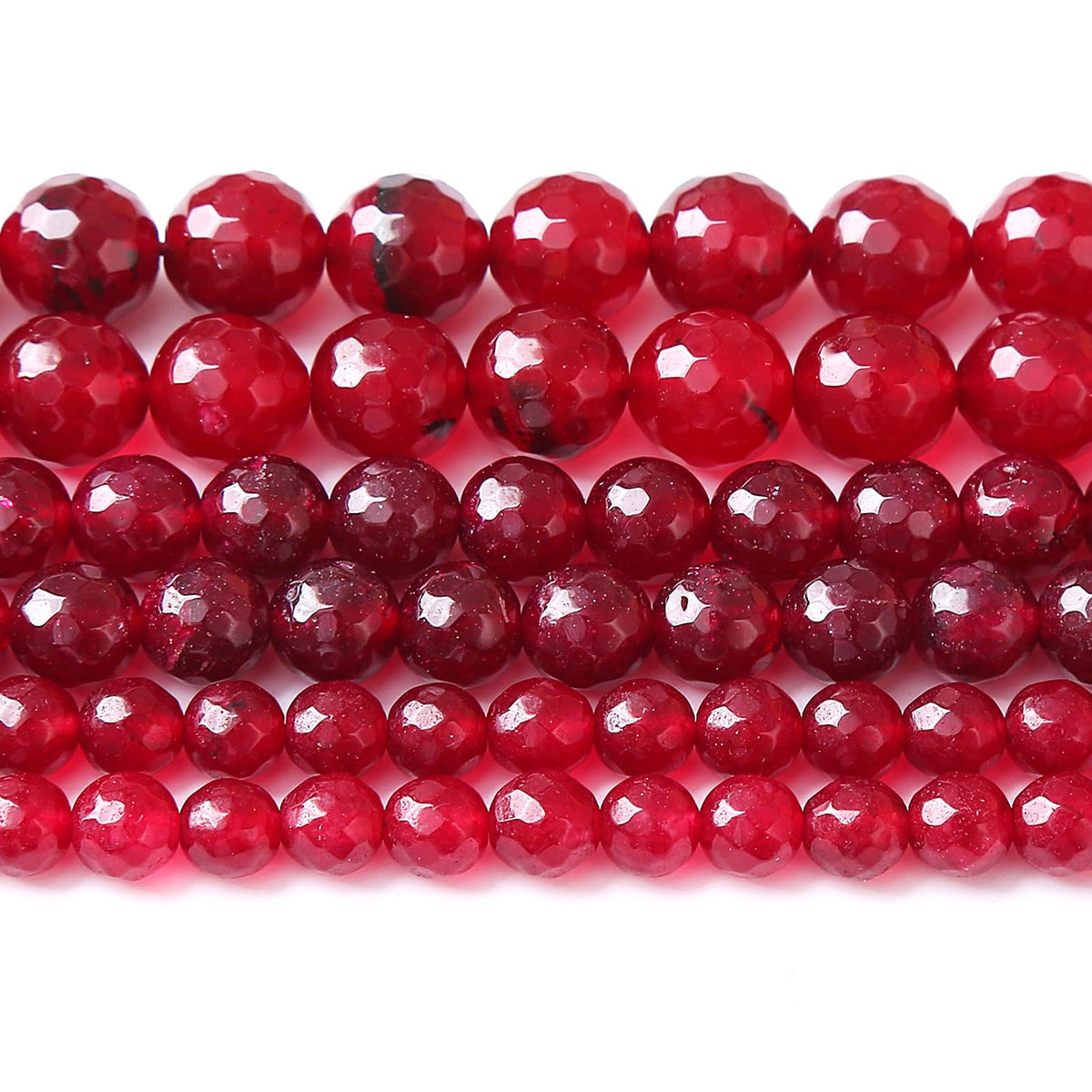 32pcs 12mm Faceted Red Jade Gemstone Beads Natural Stone Round Loose Spacer Beads for Jewelry Making DIY Bracelet Necklace 1 Strand 15inch