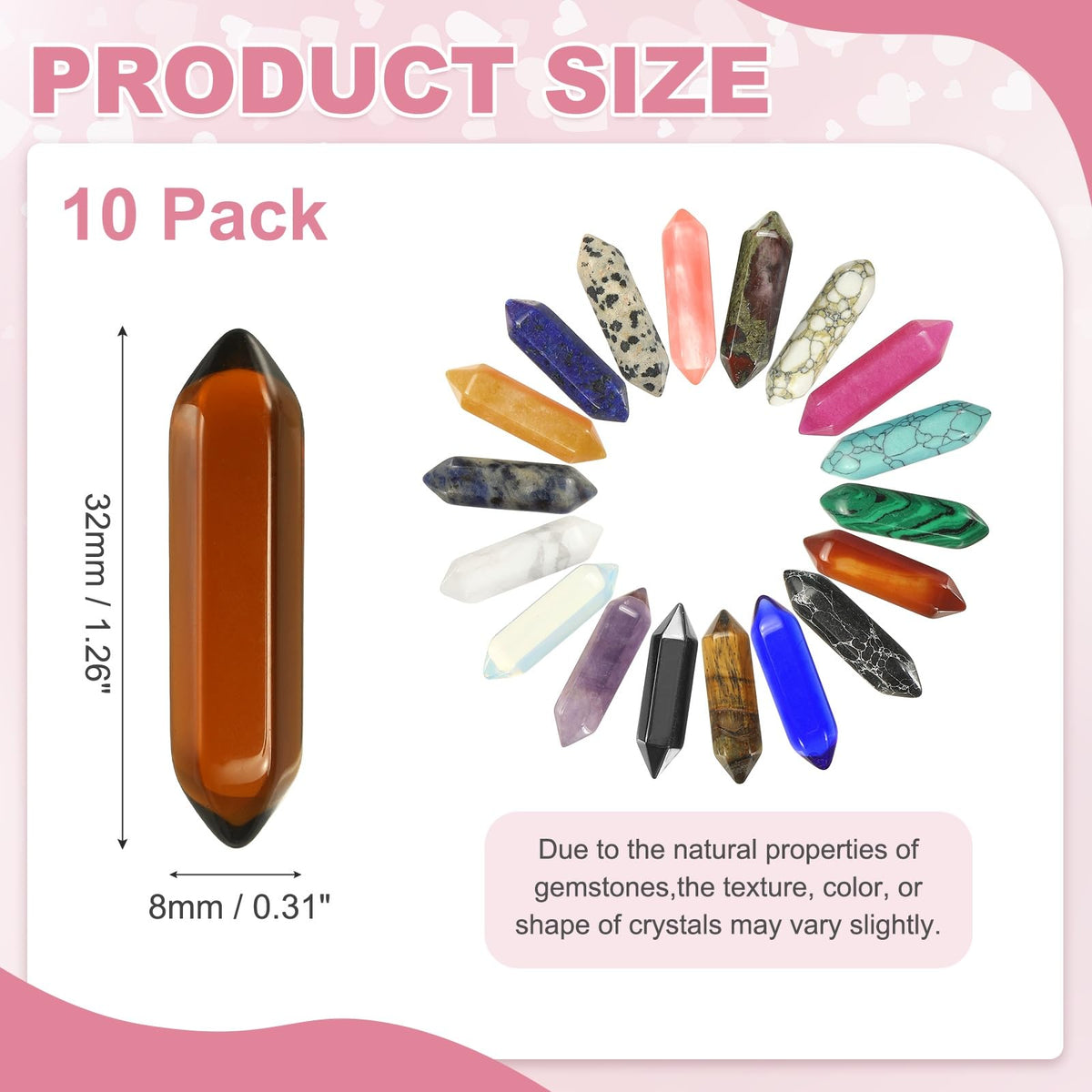 MECCANIXITY 10 Pack Tea Quartz Crystals, Polished Crystals Bulk Hexagonal Shaped Meditation Gemstone for Jewelry Making Energy Balance Accessories Gifts