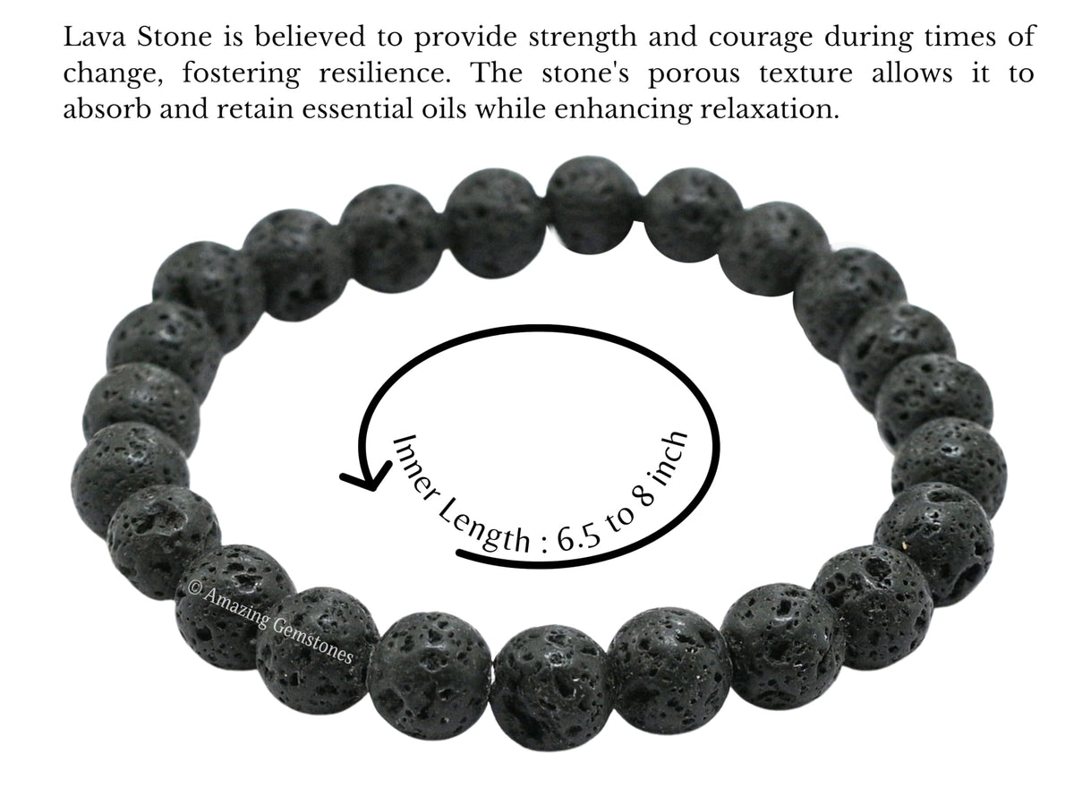 Amazing Gemstone Crystal Bracelet for Women Men's Gifts - Protection Healing Crystal Bracelet - 8mm Gemstone Beaded Stretchable Bracelet Pulseras Para Hombres Mujer Stocking Stuffers Mothers Day Gift (Lava)