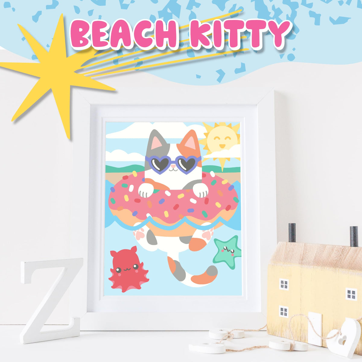 Astrakuma Studio Paint by Numbers for Kids Ages 8-12 - Cat Donut Painting by Number Kits with Pre Drawn Canvas Boards, Small Animals Paint and Sip Kit for Beginner Artist, Easy Acrylic Paint-By-Number