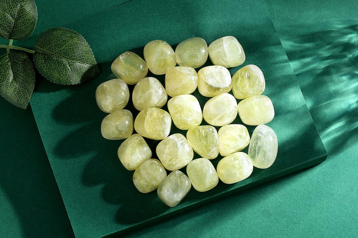 QINJIEJIE Citrine Polished Stones Tumbled Crystals Bulk Gemstones Healing Crystal Rocks Quartz Set Decorative Landscape Stone Natural Reiki Gem for Vase Filler Home Decoration Beginner Gift 0.5 LBS
