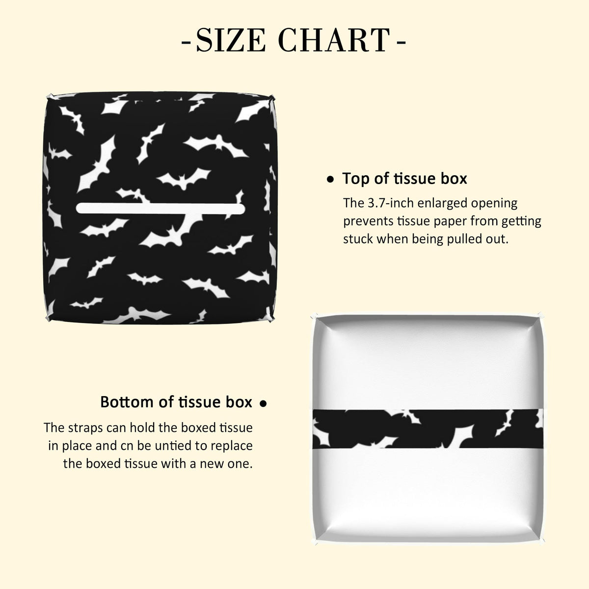 POIUBLE Halloween Bats Tissue Box Cover Leather Tissue Box Holder Square Facial Paper Organizer Dispenser for Bathroom Kitchen Bedroom Vanity Countertop Night Stands