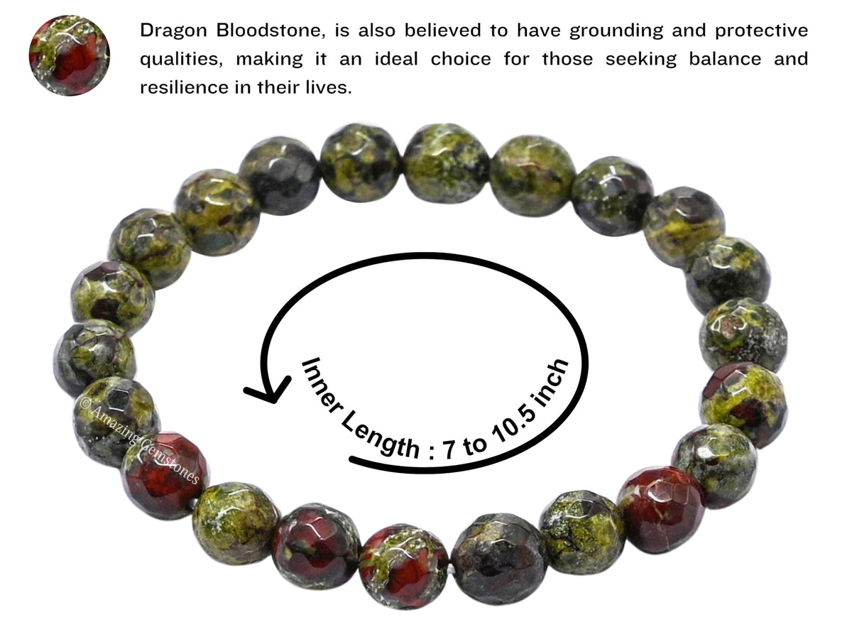 Amazing Gemstone Dragon Bloodstone Bracelet for Women - Chakra Mens Bracelet Protection Crystals and Healing Stones - Blessing Bracelet Spiritual Meditation Gift Christmas Stocking Stuffers