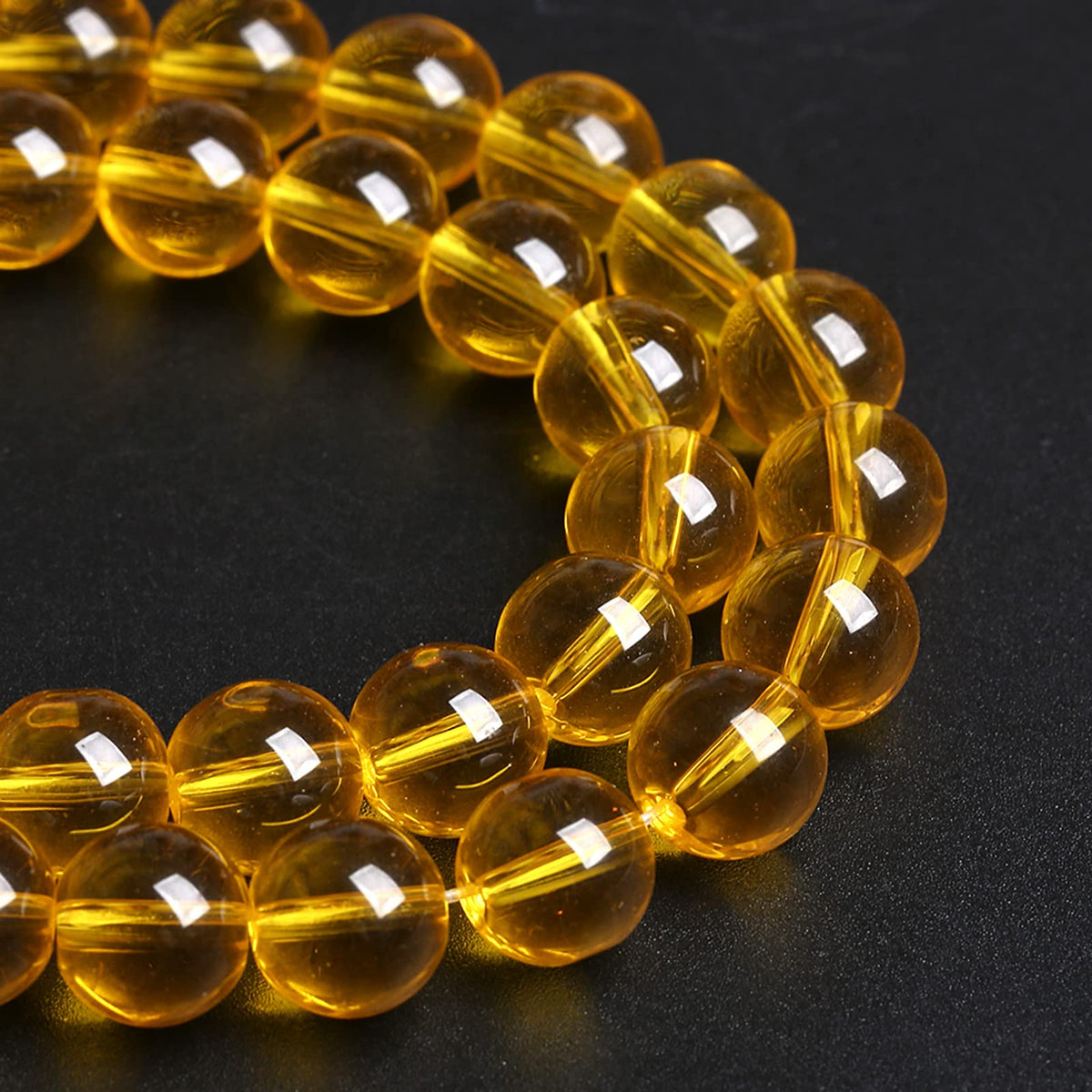 6MM 63PCS Yellow Glass Spacer Loose Beads for Jewelry Making DIY Bracelet Necklace