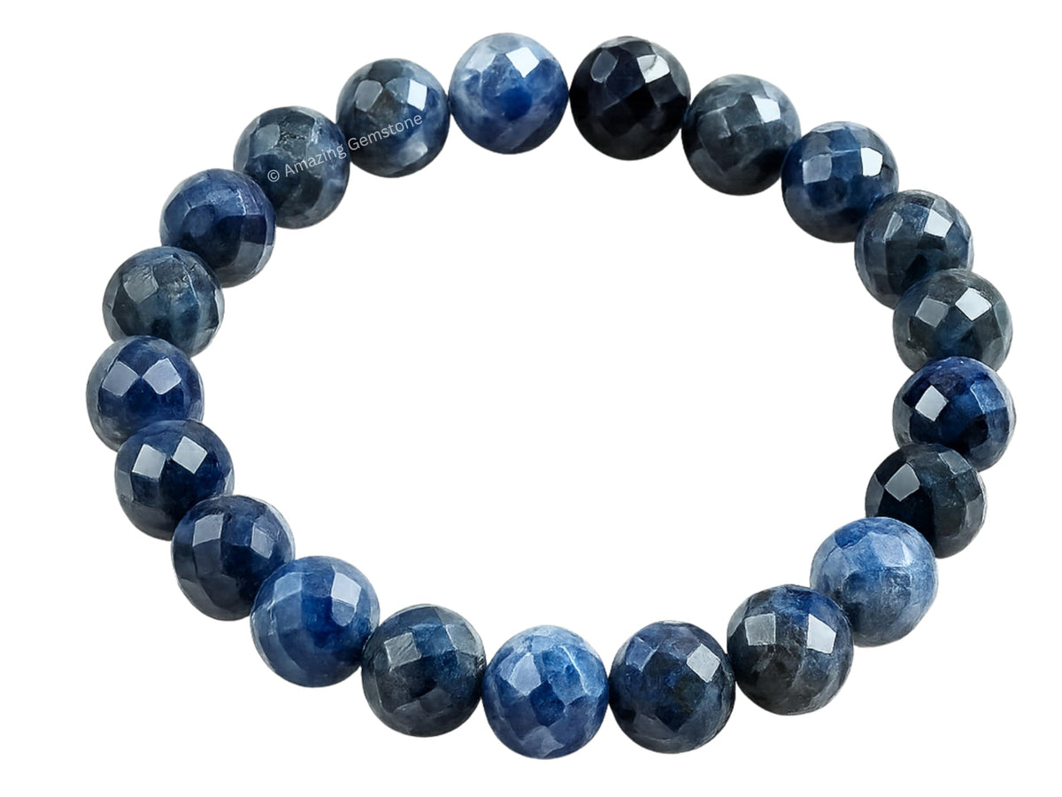 Amazing Gemstone Sodalite Bracelet for Women - Chakra Mens Bracelet Protection Crystals and Healing Stones - Blessing Spiritual Meditation Stocking Stuffers (Faceted Beaded Bracelet)