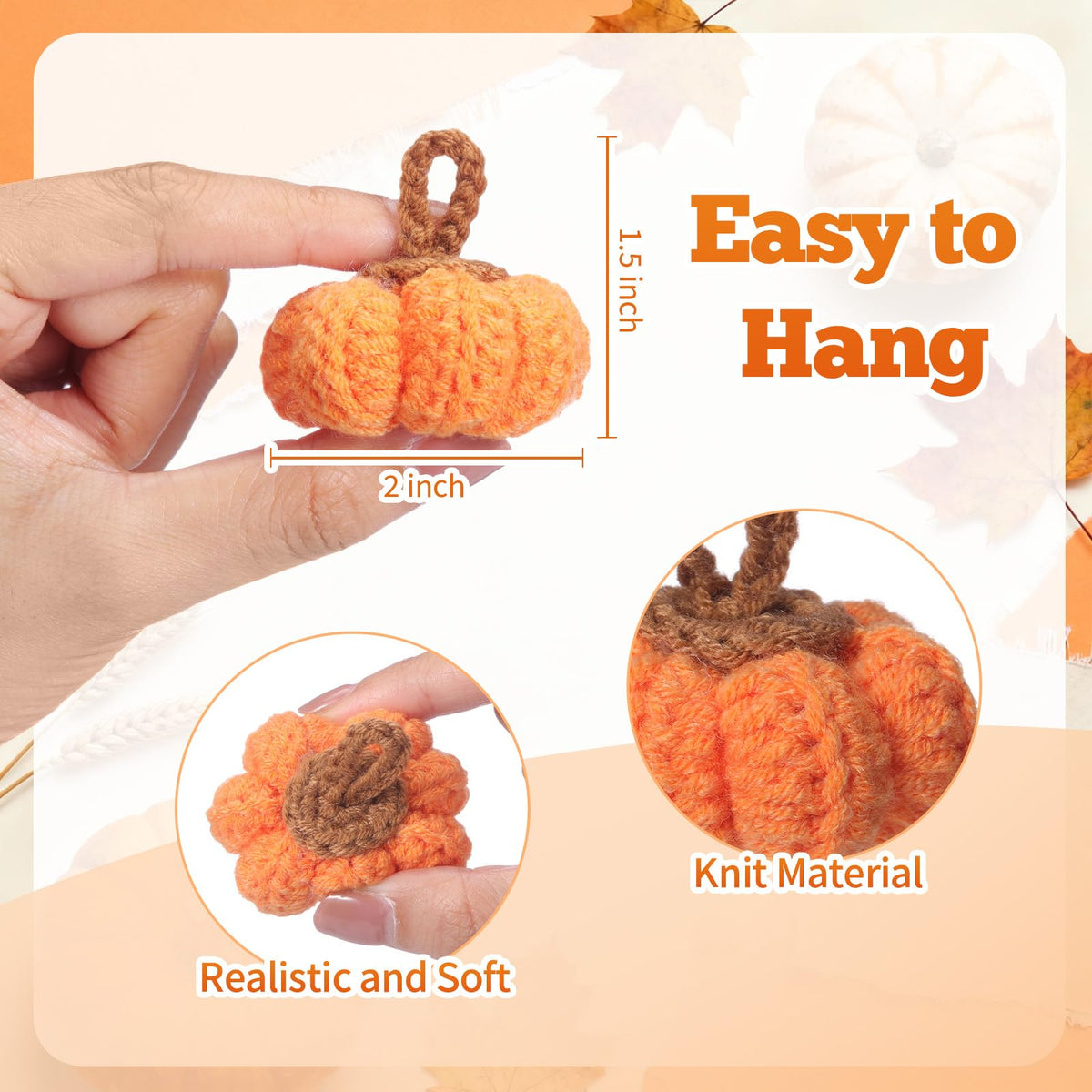Remagr 12 Pcs Knit Pumpkins Mini Crochet Pumpkins Thanksgiving Fall Decorations Ornament Crafts Bowl Filler 2 Inch Small Rustic Farmhouse Bulk for Table Tier Tray Harvest Autumn Mantel (Orange)