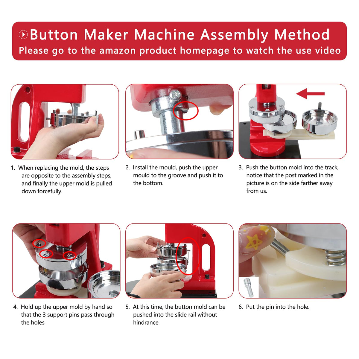 MK.Bear Button Maker Mold 32mm/1.25 inch, Replaceable Metal Mold for Button Maker Machine, DIY Button Press Machine Mold