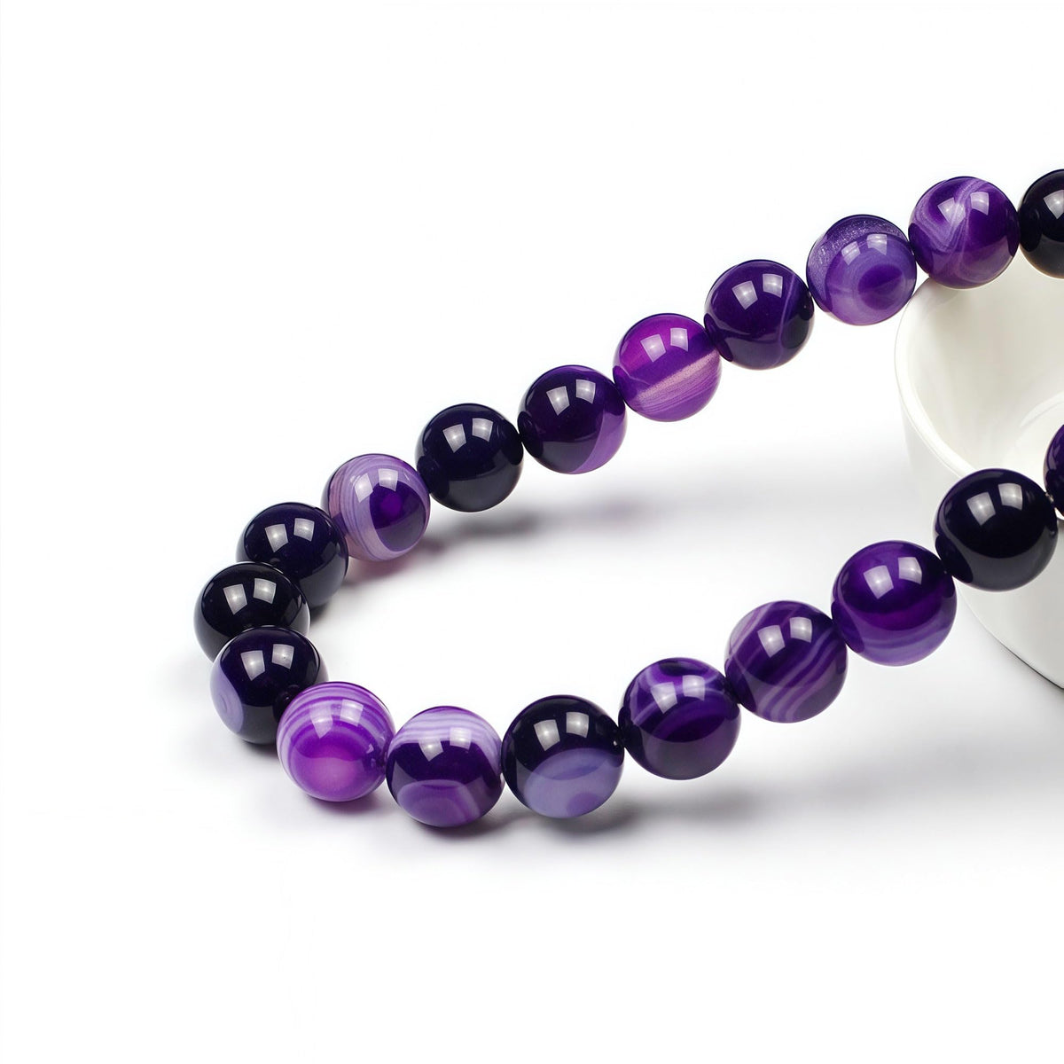 MJDCB Natural Stone Beads Purple Striped Agate Round Loose Beads for Jewelry Making DIY Bracelet Necklace (4mm)