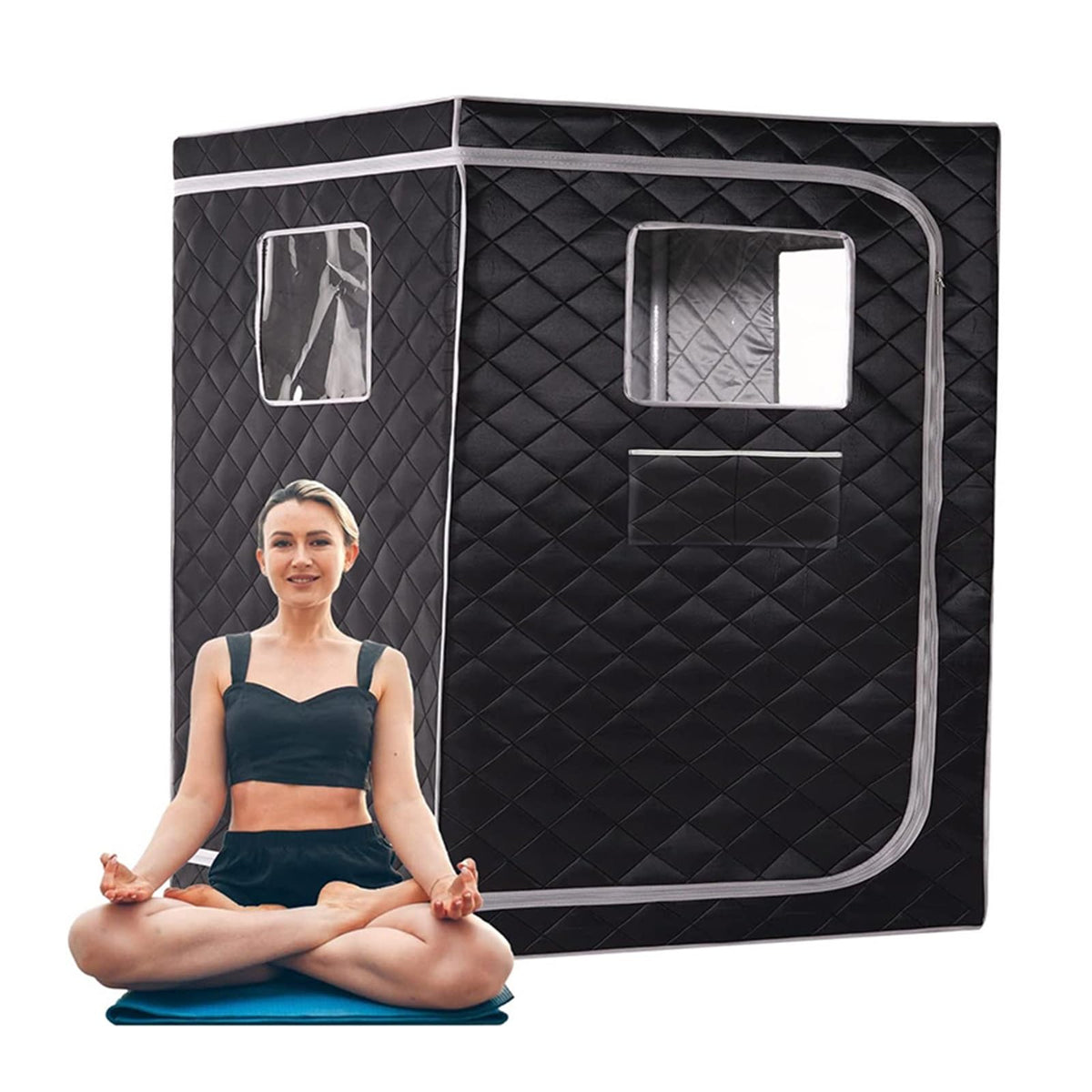 XQZMZSCP Fast Heating Home Sauna, Portable Steam Sauna Tent, 2 Person Sauna Tent Full Size Double, Sauna Tentull Body Home Spa (Champagne Gray)