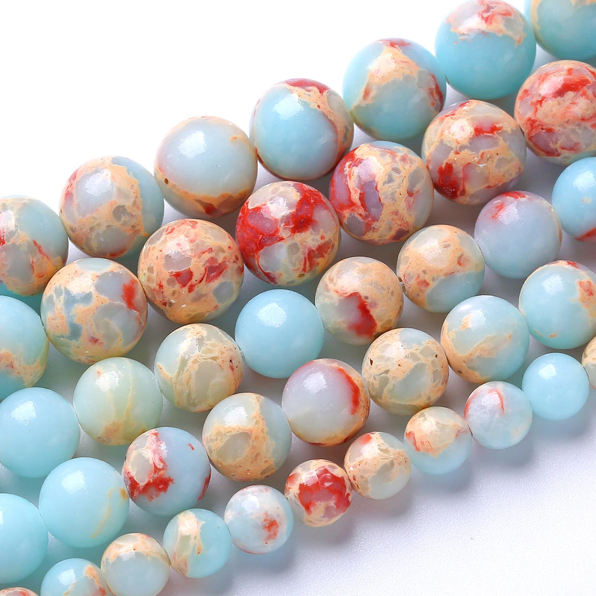 180pcs 4MM Natural Stone Sky Blue Jasper Round Beads Loose Beads for Jewelry Making DIY Bracelet 2 Strands 32"