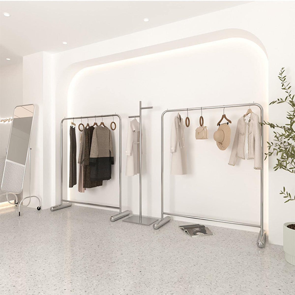 DFEDHF Industrial Plumbing Garment Rack Clothes Rails,Commercial Boutique Clothing Store Clothes Display Rack Heavy Duty Hanger,Multipurpose Clothes Rail Retail Store (L120*w40*h130cm)