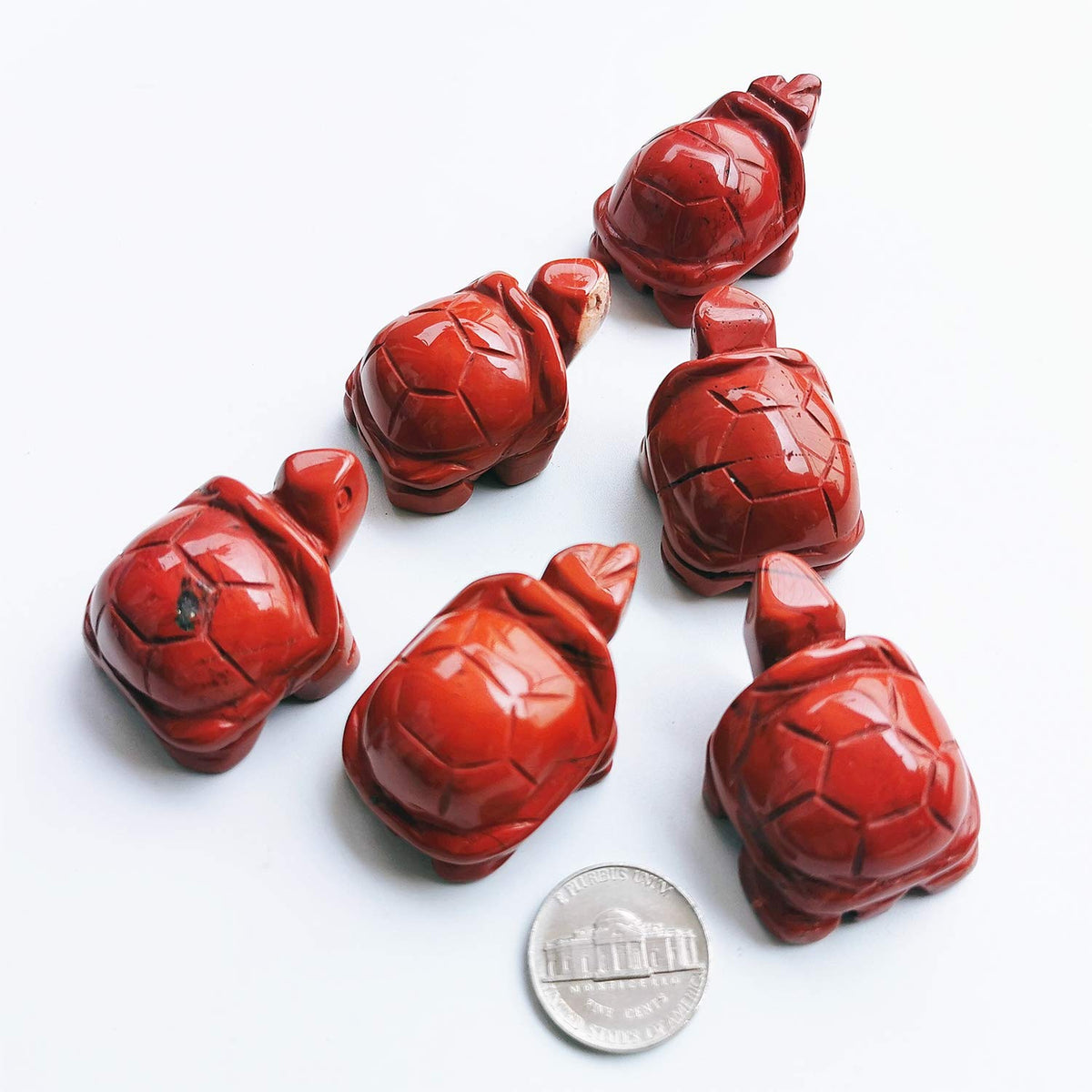 Gemgogo 2 Pcs Red Jasper Crystals and Healing Stones, Pocket Carved Tortoise Decor Animal Figurines 1.5 Inches Room Decor Gemstone
