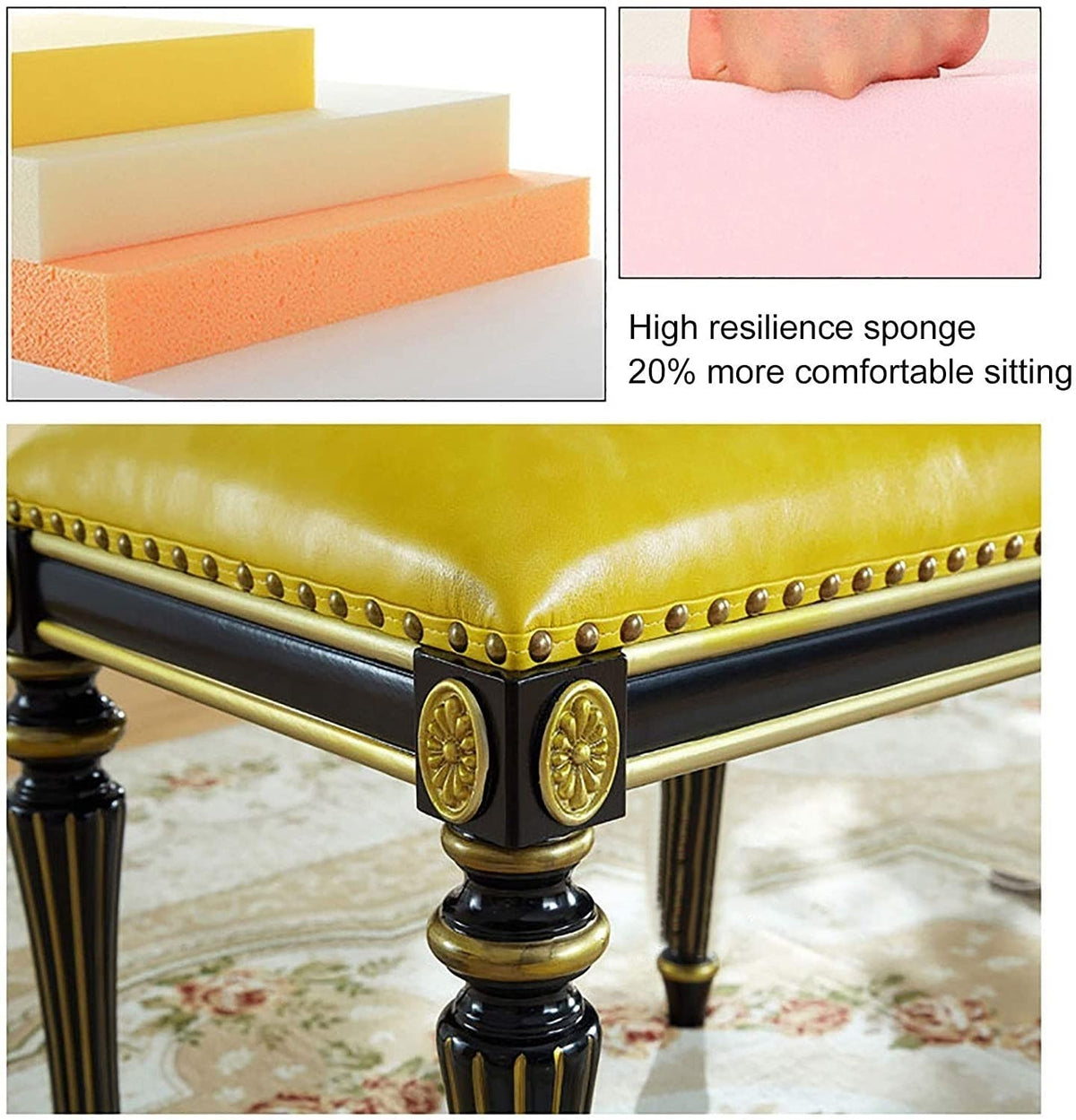 GAZOGJ Modern Piano Bench,Exquisitely Carved Solid Wood Stool Legs,Keyboard Bench and Vanity Stool
