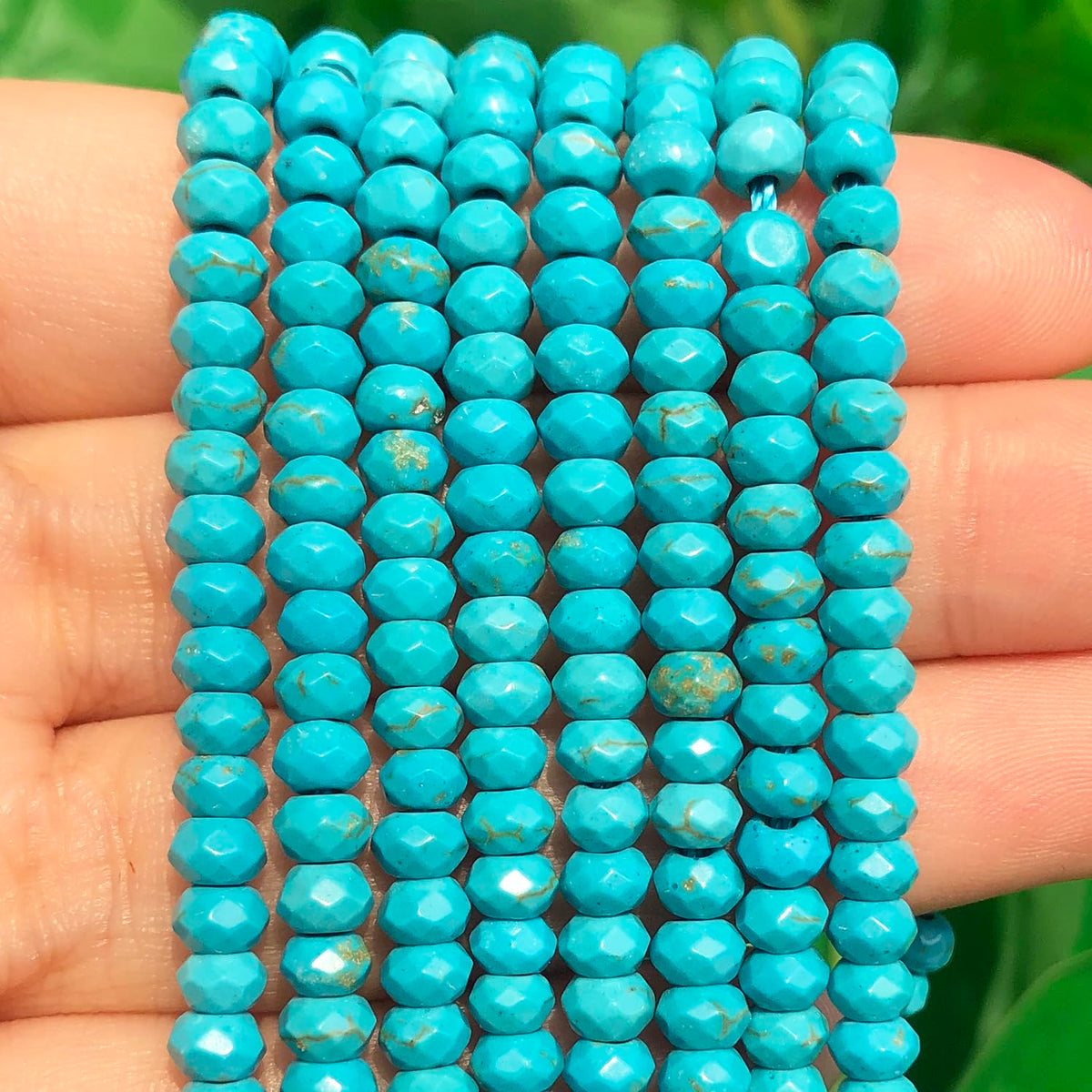 2 String 220PCS 3x5mm Natural Turquoise Stone Beads for Jewelry Making, Songxi Facted Loose Gemstone Beads for DIY Bracelet Necklace Making Supplies with Energy Healing Chakra Power
