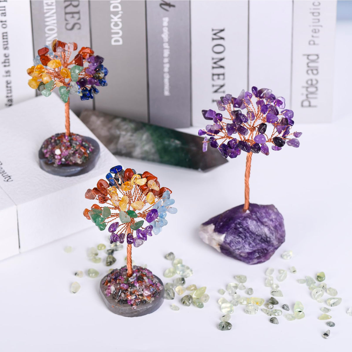 Ytbeoxk Amethyst Crystal Tree of Life,Money Tree Decorations,Crystals and Healing Stones,Reiki Positive Energy Gemstones,Purple Room Office Desk Feng Shui Decor Meditation Gifts for Women