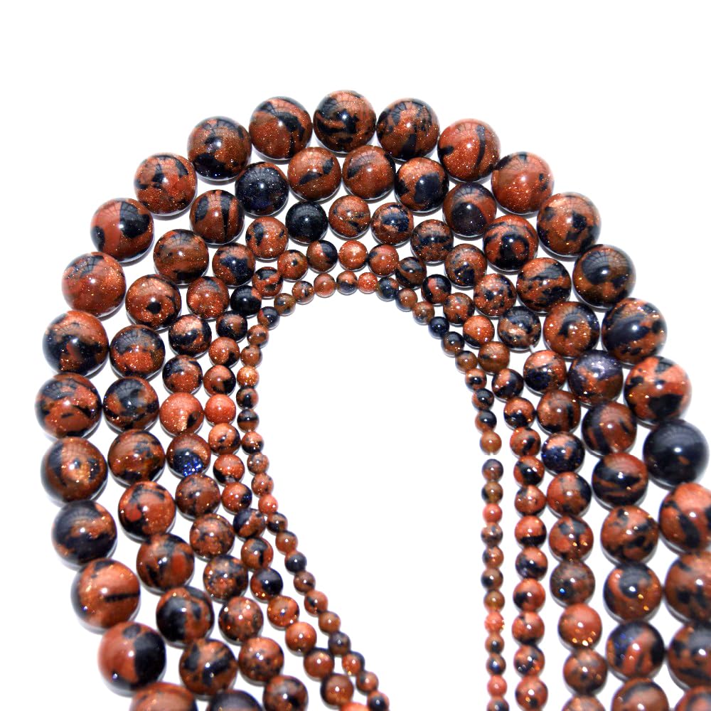 10mm Blue Gold Sand Stone Mixed Sandstone Beads Round Semi Precious Gemstone Loose Beads for Jewelry Making 14"(36-38pcs/strand)