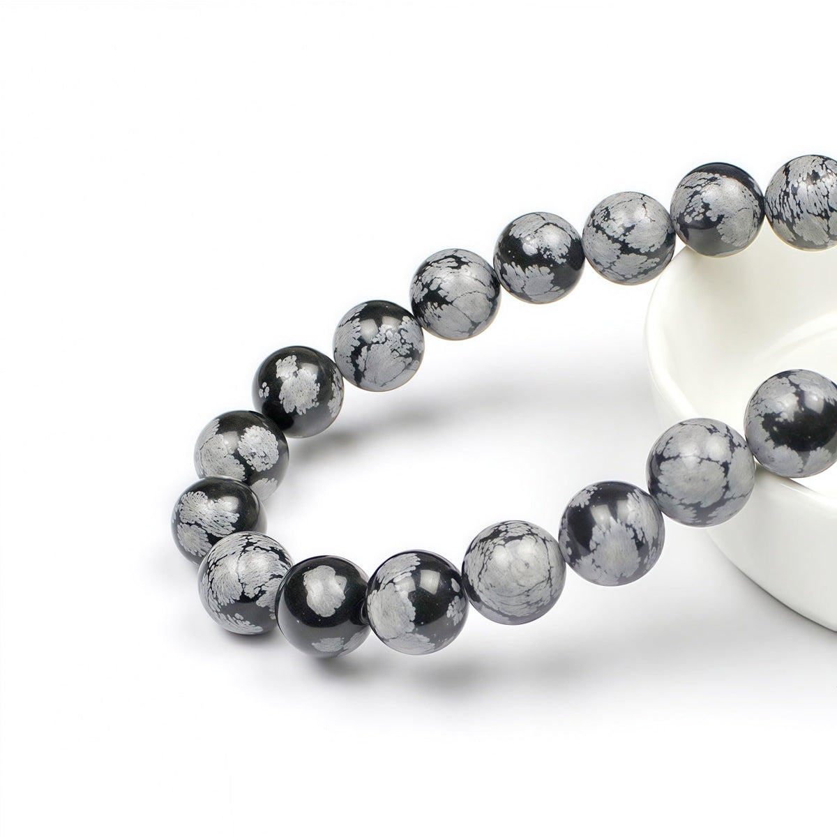 MJDCB Snowflake Obsidian Beads Round Natural Stone Beads for Jewelry Making DIY Bracelet (10mm)
