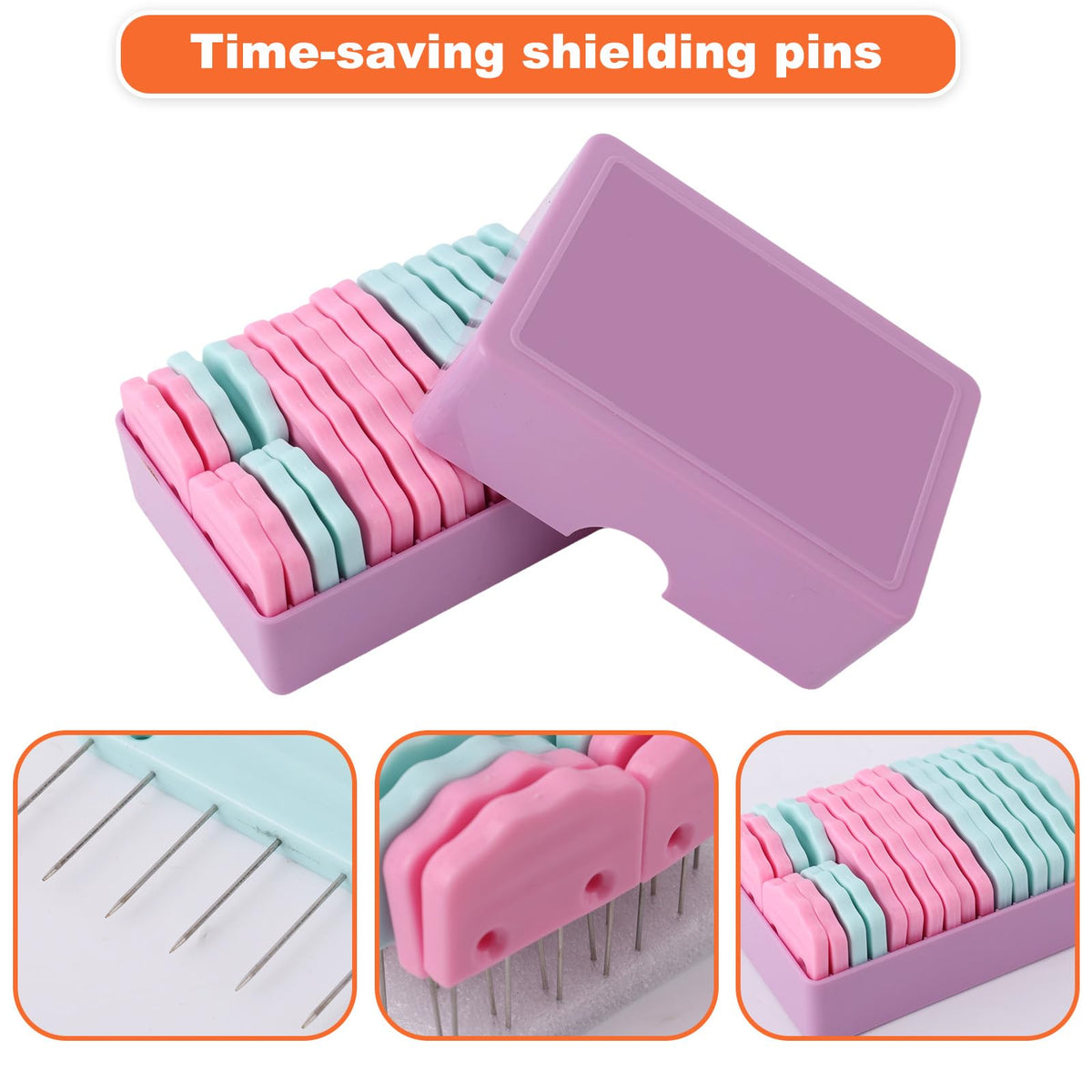 20pcs Knit Blocking Pin, Large & Small Knitting Blocking Combs for Crochet Needlepoint Blockers Board Mats for Sewing Picks Kit Lace Needlework Supplies Projects Tools Accessories (Pink, Light Blue)