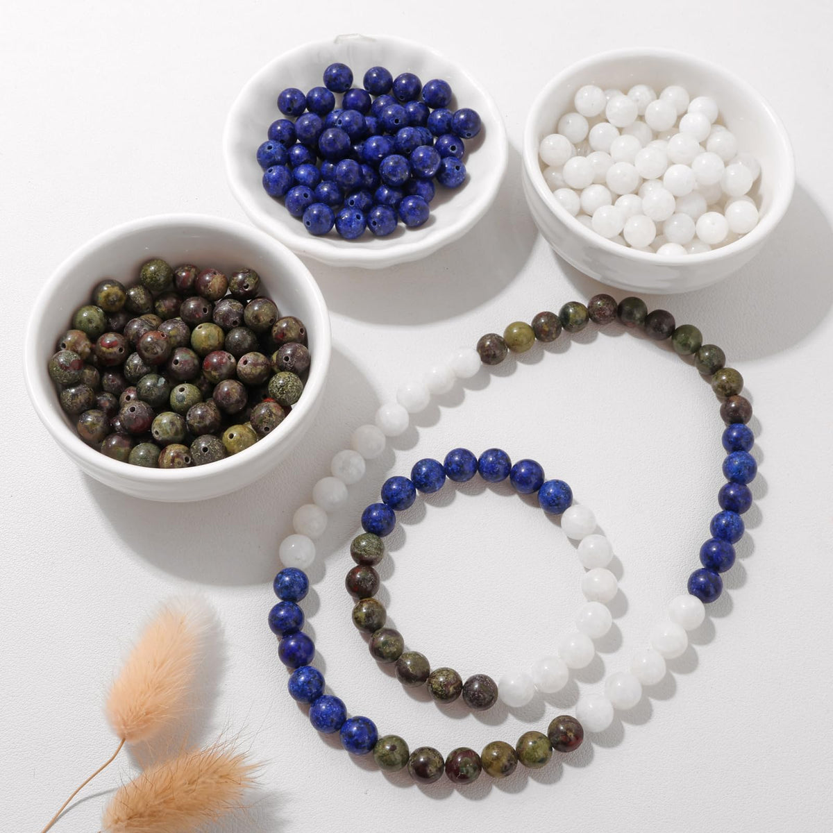 Risyfjew 50PCS 8mm Natural Lapis Lazuli Beads Gemstone Round Loose Beads for Jewelry Making Chakra Crystal Stone Beads for Bracelets Necklace Earrings Making Supplies (50pcs/Strand)