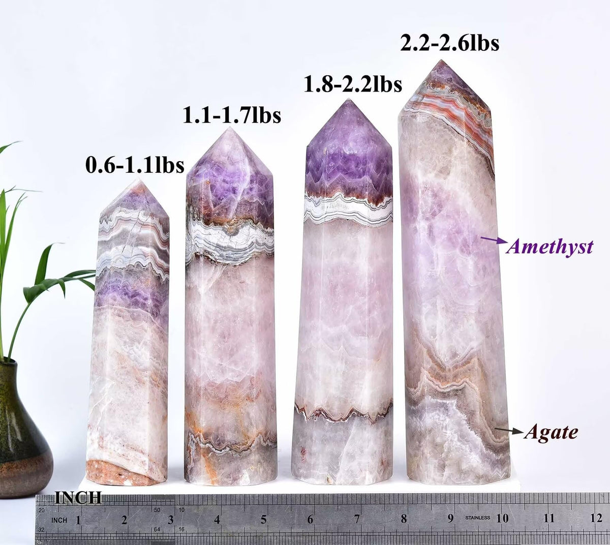 VIZYTOU Purple Amethyst Agate Stone Tower Obelisk Large Healing Crystal Rock Point Wand Reiki Healing Gifts 0.6-1.1 LBS