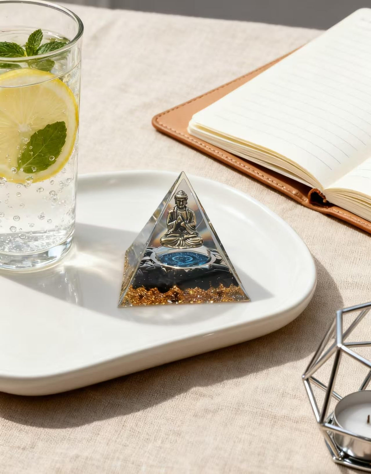 ycyingcheng Moonstone Crystal Orgone Pyramid Ogan Crystal Energy Tower, Nature Reiki Chakra Crushed Stone Jewelry, Crystal Pyramid for Home Decor (Crystal Pyramid-22)