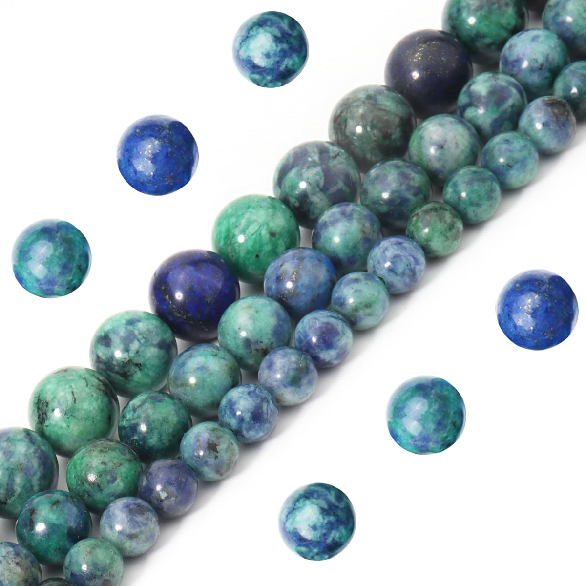 Siomia 45pcs 8mm Natural Phoenix Lapis Lazuli Gemstone Beads Energy Healing Crystal Round Loose Stone Beads for Jewelry Making, DIY Bracelets Necklaces