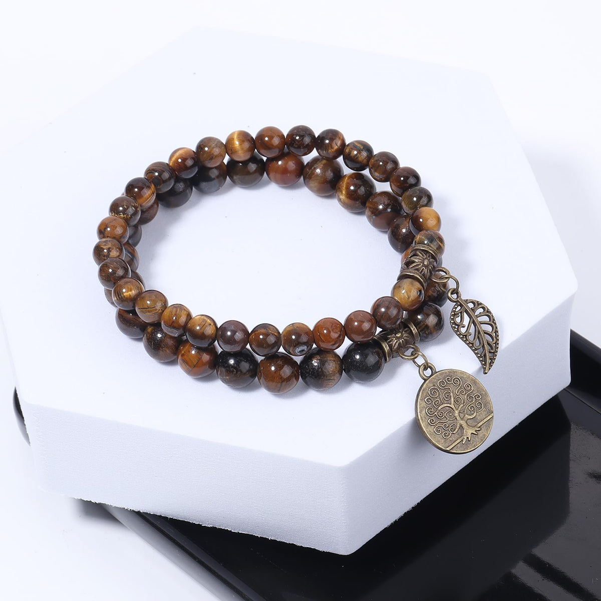 BALIBALI Healing Crystal Bracelets Tree of Life Yoga Natural Stone Stretch Chakra Bracelets for Women Stress Relief (Yellow Tiger Eyes)