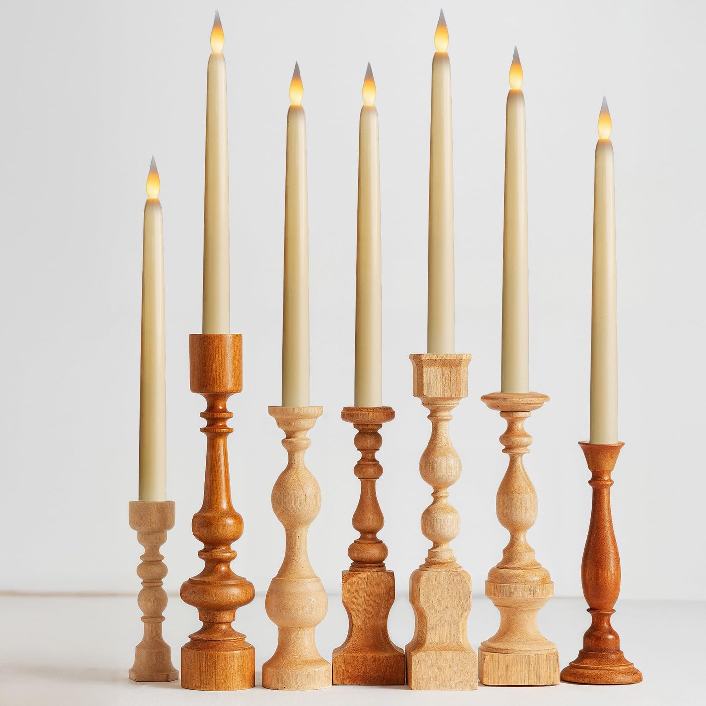 WYZworks 24 Pack, 11" LED Flameless Ivory Taper Flickering Candles Lights, Clickable On/Off Button, Battery Operated Electric Long Tall Candlesticks for Holiday Christmas Candelabra Wedding Window