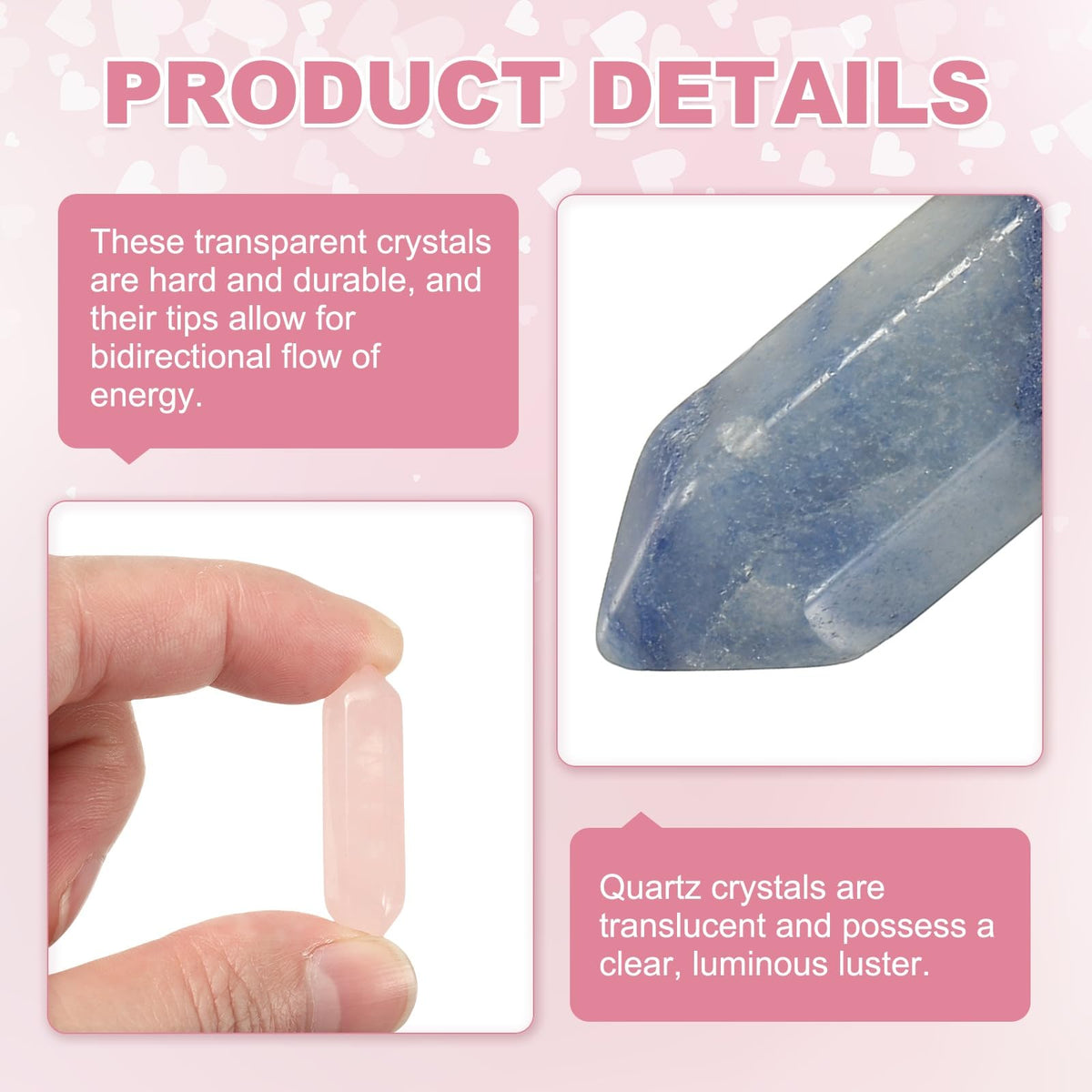 MECCANIXITY 10 Pack Blue Aventurine Quartz Crystals, Polished Crystals Bulk Hexagonal Shaped Meditation Gemstone for Jewelry Making Energy Balance Accessories Gifts