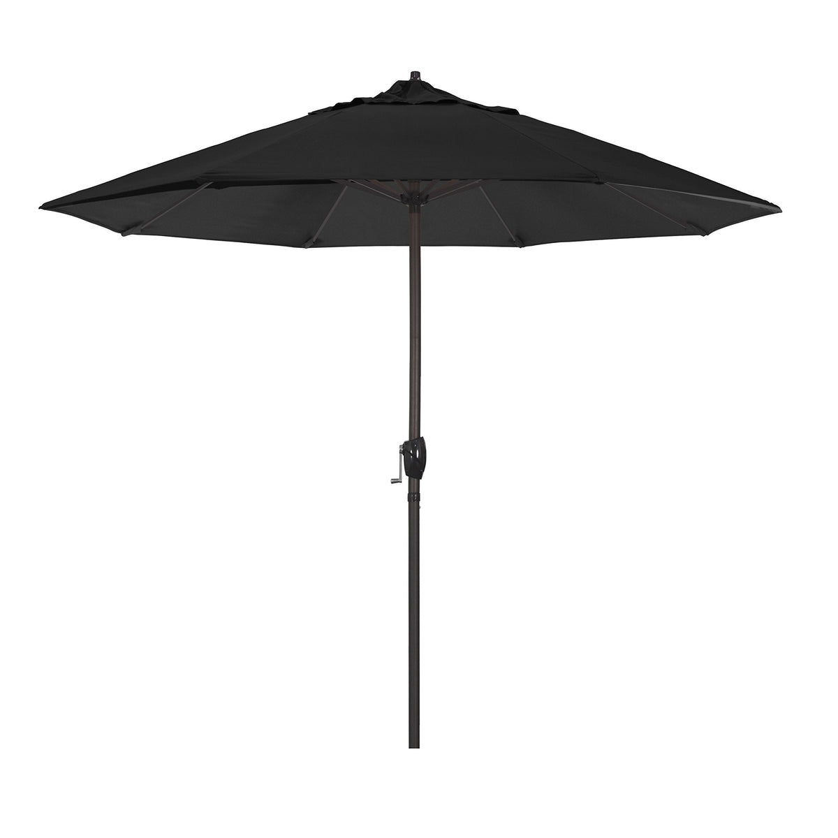 California Umbrella 12-Year Protection 9-Ft Outdoor Patio Umbrella, Sunbrella Fade-Resistant Acrylic Fabric, Auto Tilt and Crank, Heavy-Duty Aluminum Frame/ Reinforced Ribs, Bronze Pole, Black
