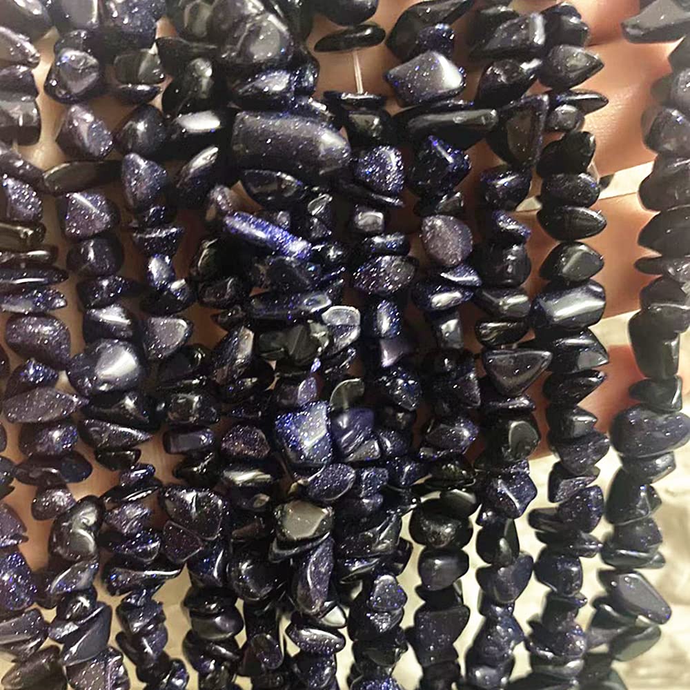 PLTbeads 7-8mm Natural Blue Sandstone Gemstone Chips Beads Healing Crystals Waist Bracelets Necklace Kit Irregular Stone DIY Crafts Design Jewelry Making