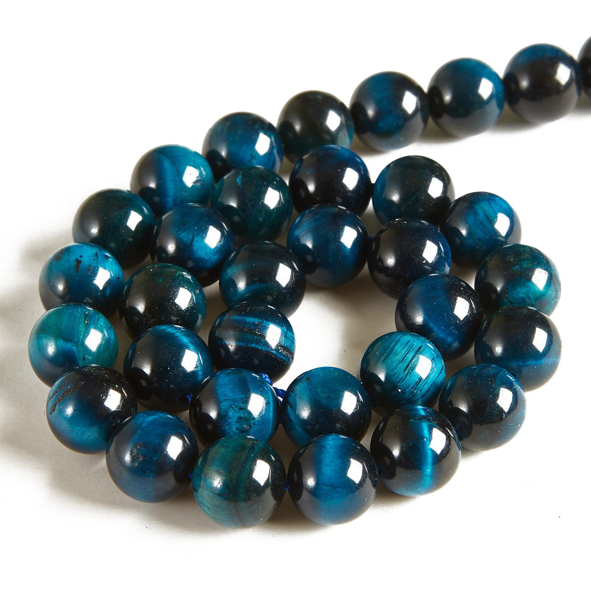 60pcs 6mm Aquamarine Tiger Eye Beads Natural Gemstone Beads Round Loose Beads for Jewelry Making