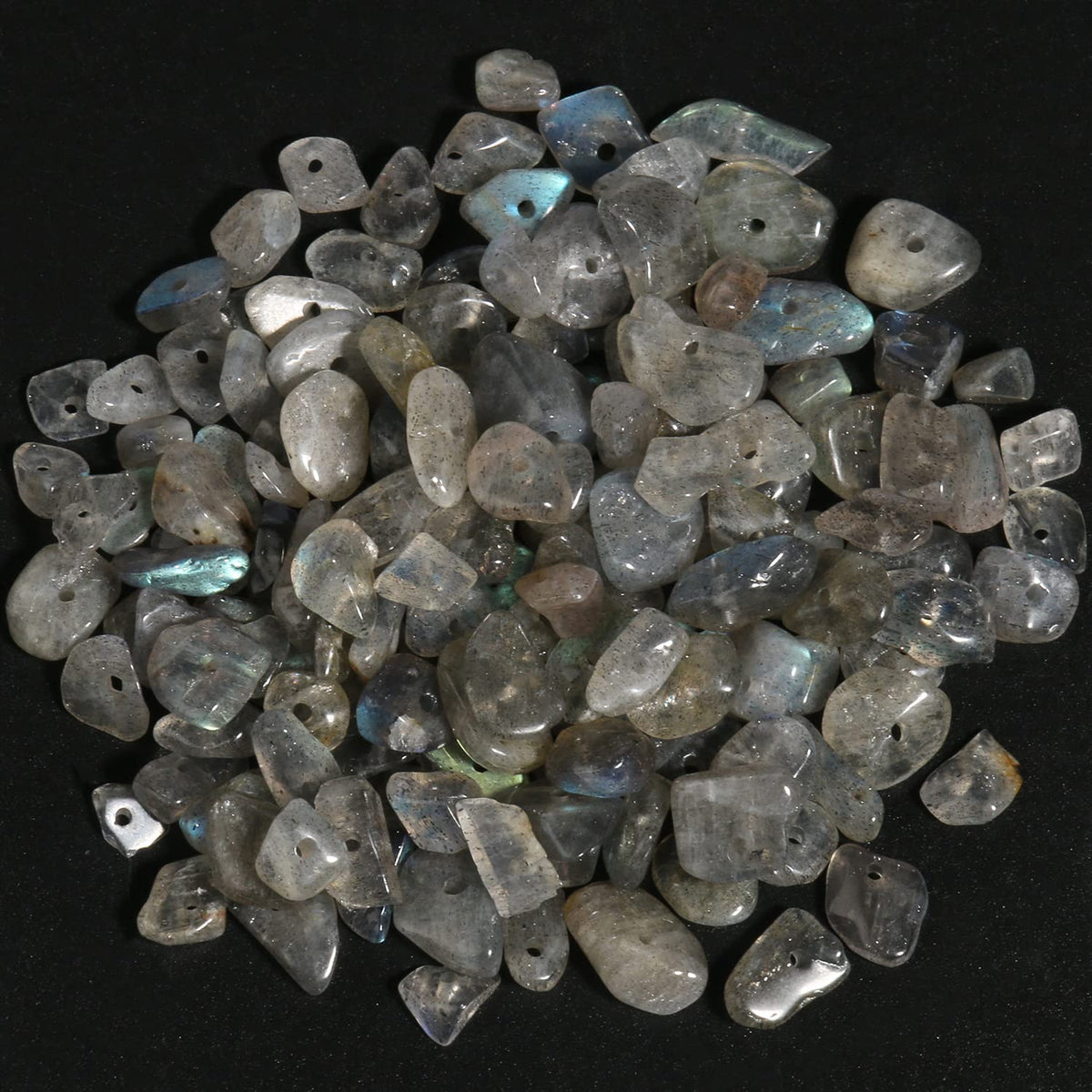 30in Labradorite Natural Chip Stone Beads 5-8mm About 230pcs, Irregular Drilled Gray Bead for Bracelets Jewelry Making Supplies for Adults, DIY Crafts.