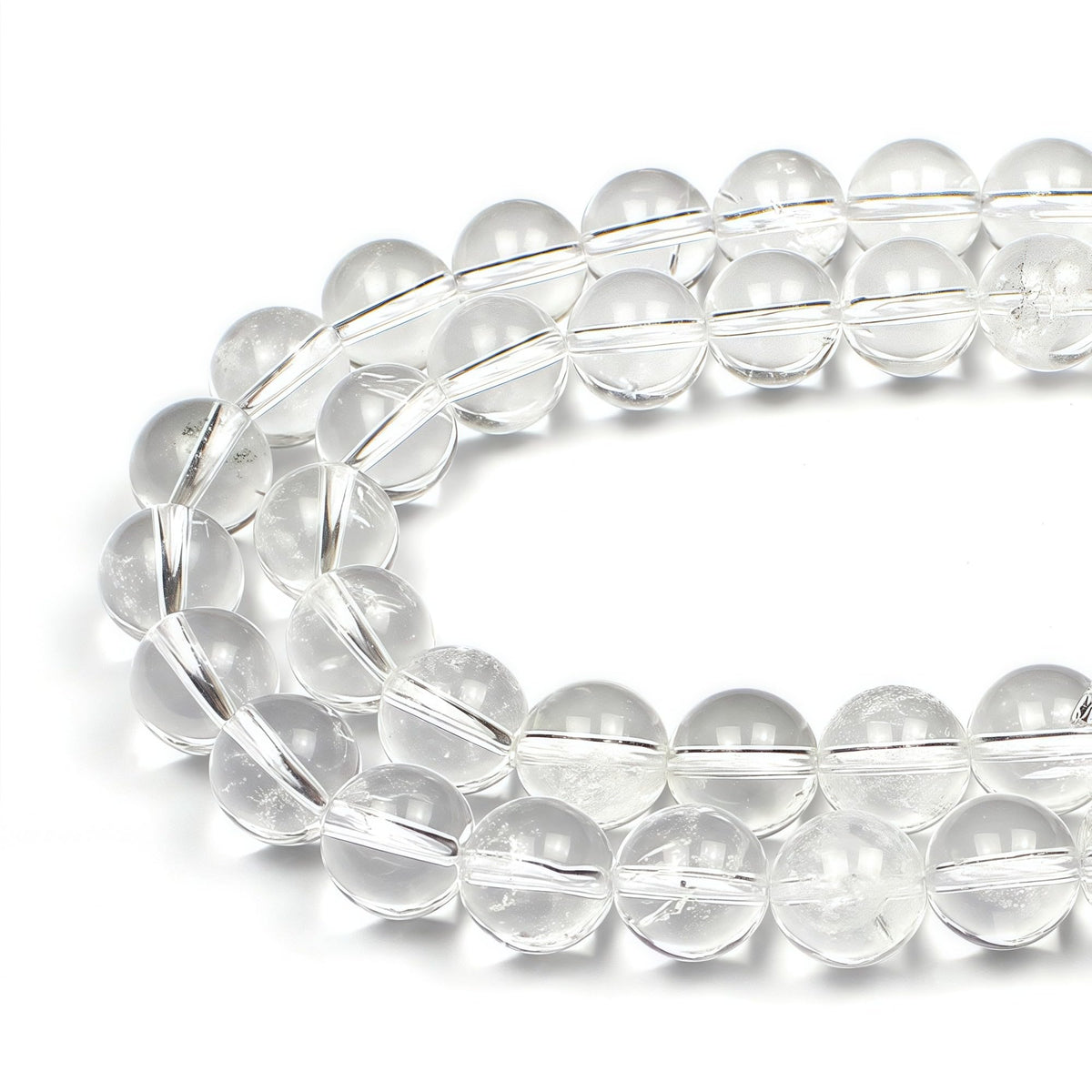 MJDCB 7A Natural White Clear Quartz Round Beads Gemstone Beads for DIY Necklace Bracelat Jewelry Making Strand 15" (8mm)