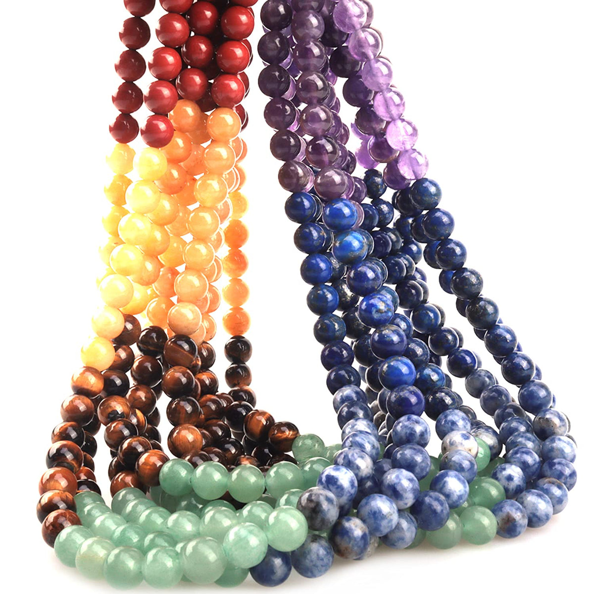 ICAI Beads 8mm Natural Colorful Stone Round Loose Stone Beads for Jewelry Making DIY Crafts Design 1 Strand 15" APPR.47-49pcs.