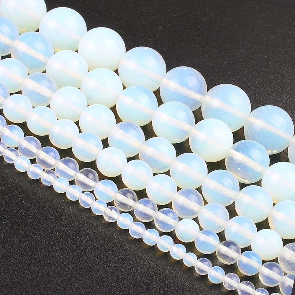 10mm 35pcs Beads White Opal Moonstone Natural Stone Jewelry Findings Pendants Charms Loose Spacer Necklace Tassel Earrings Crystal Dangle Component Bracelet Making DIY (10mm, Opal)