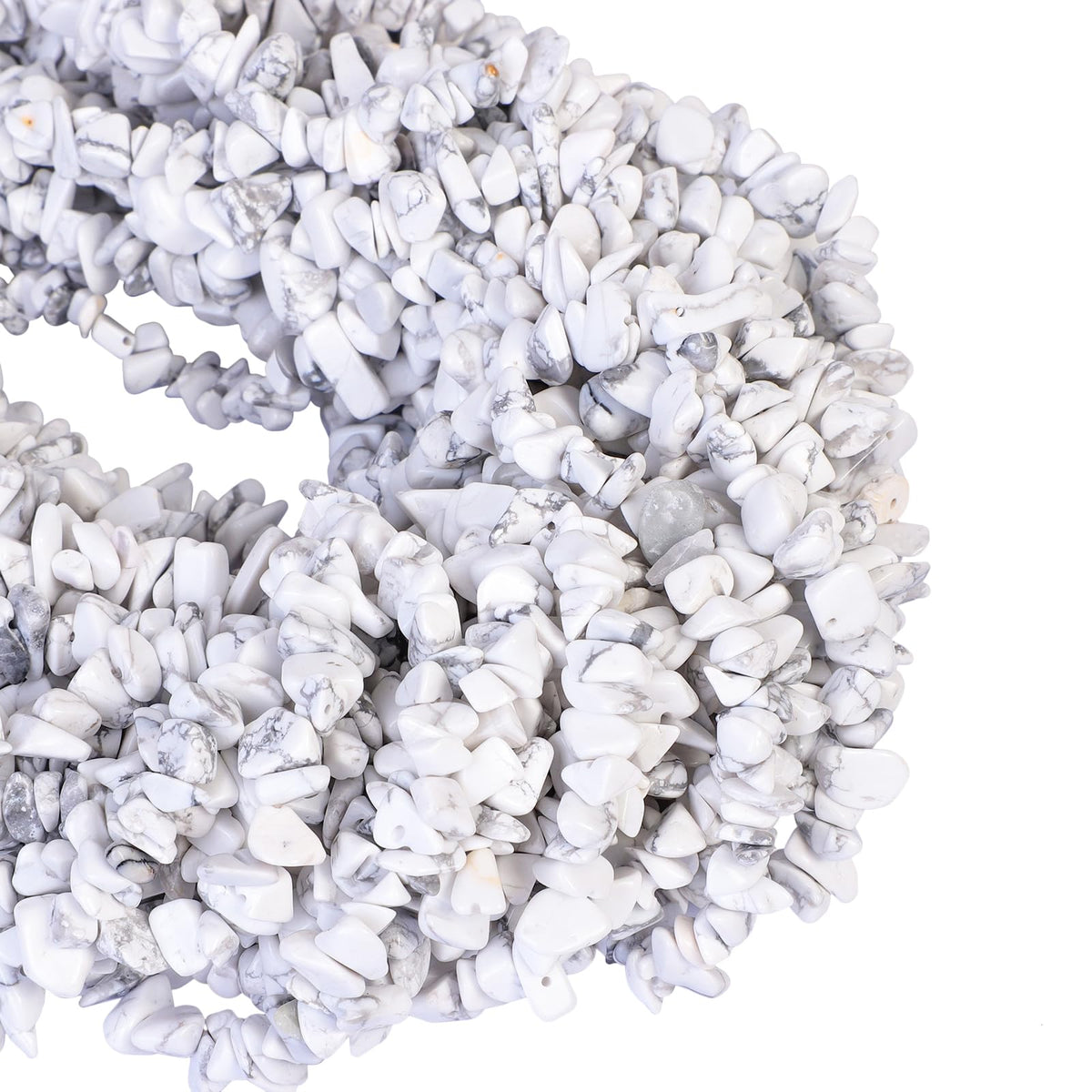 favoramulet 5-8mm White Howlite Turquoise Tumbled Stone Chip Beads for Jewelry Making, Irregular Shaped Healing Crystal Loose Bead Supply, Pack of 2 Strands(64 inches)