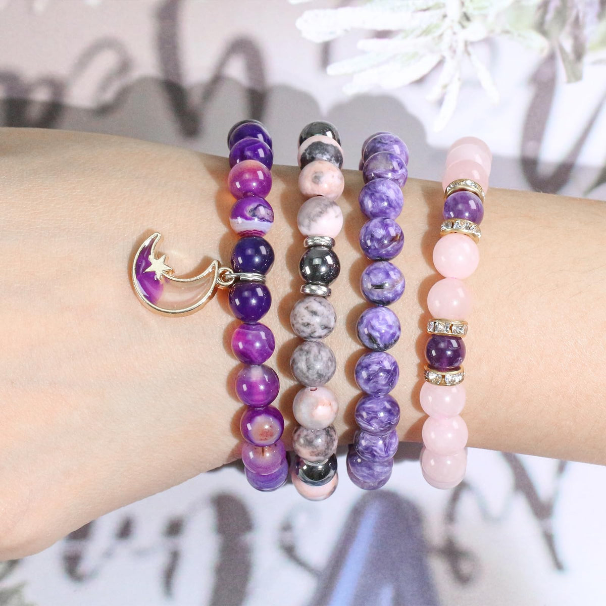 8mm Natural Amethyst Gemstone Round Loose Beads for Jewelry Making DIY Bracelets Necklace (45-48pcs/strand)