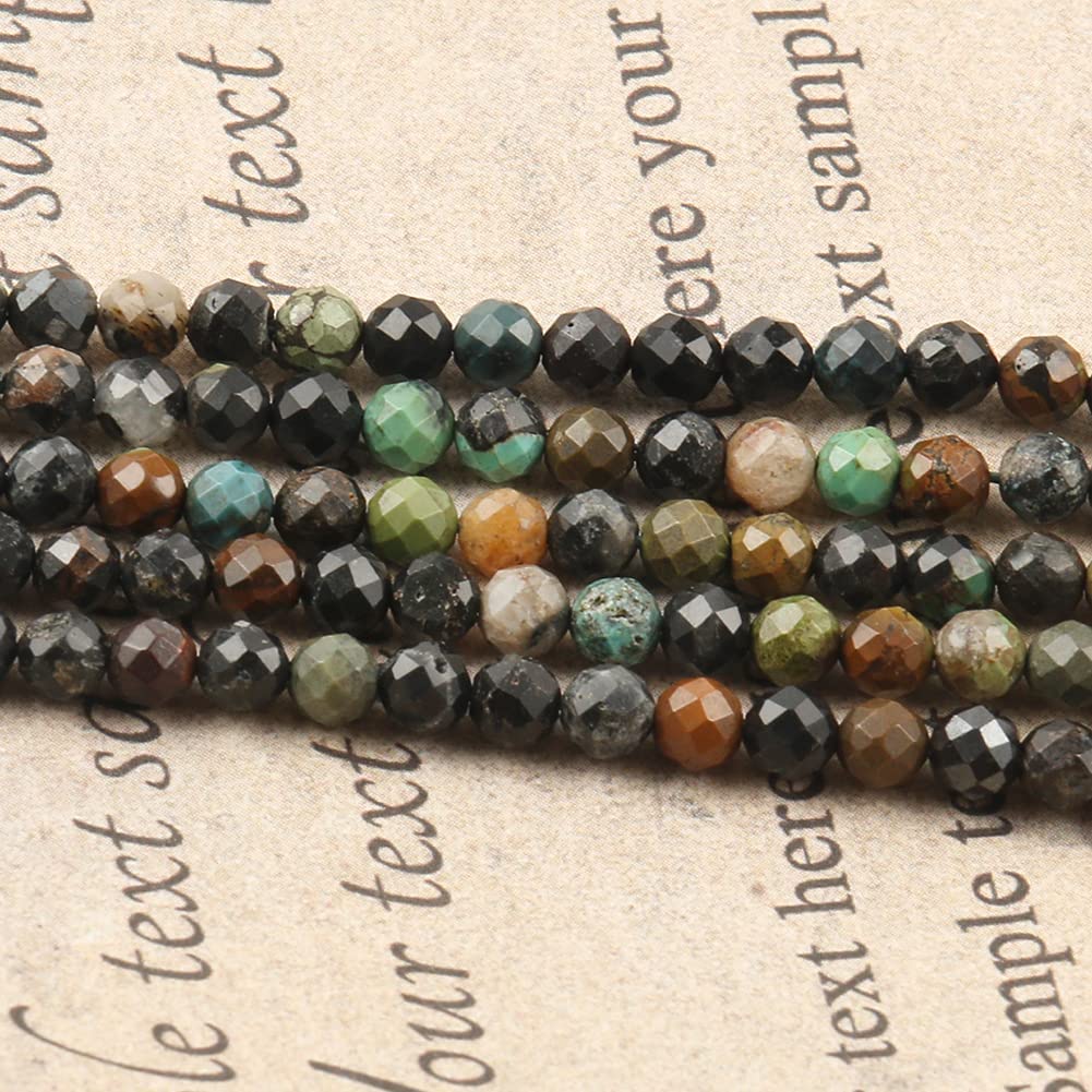 Song Xi 90pcs 4mm Natural African Turquoise Gemstone Beads Faceted Round Loose Stone Beads for Jewelry Making