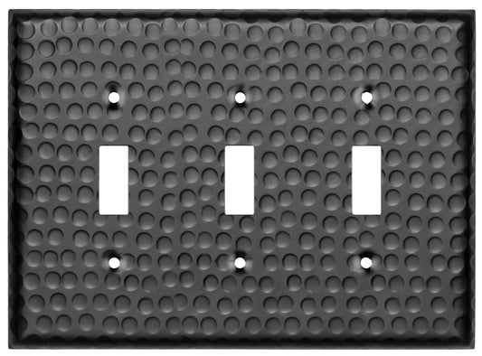 Monarch Abode Toggle Light Switch Cover Plate – 3-Gang Matte Black Outlet Covers, Hand Hammered Decorative Outlet Cover Wall Plates, Light Switch Plate Covers for Electric Outlets, Pack of 1