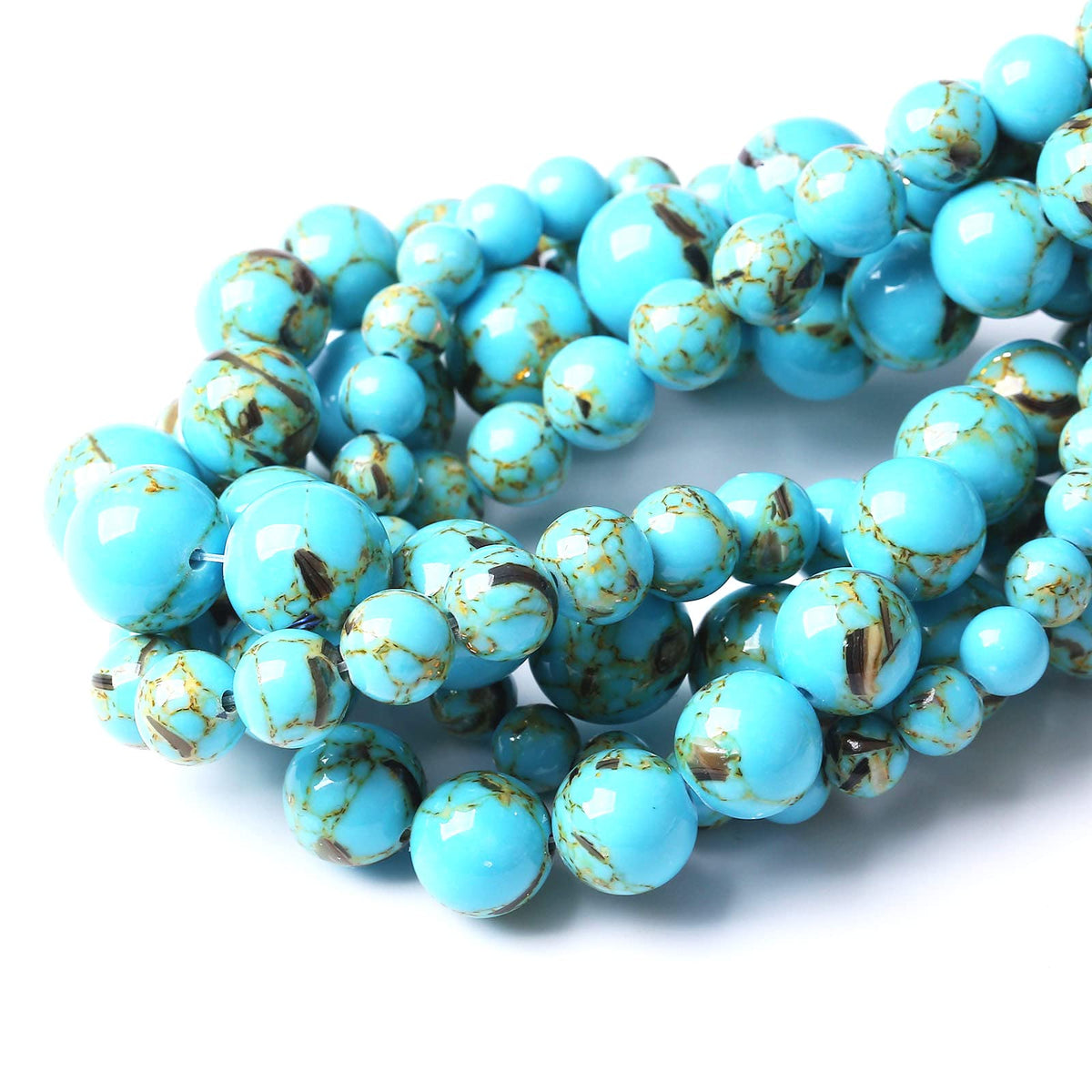 45PCS 8MM Beads - Shell Turquoise & Mother-of-Pearl Round Loose Natural Gem Beads for Jewelry Making - 15