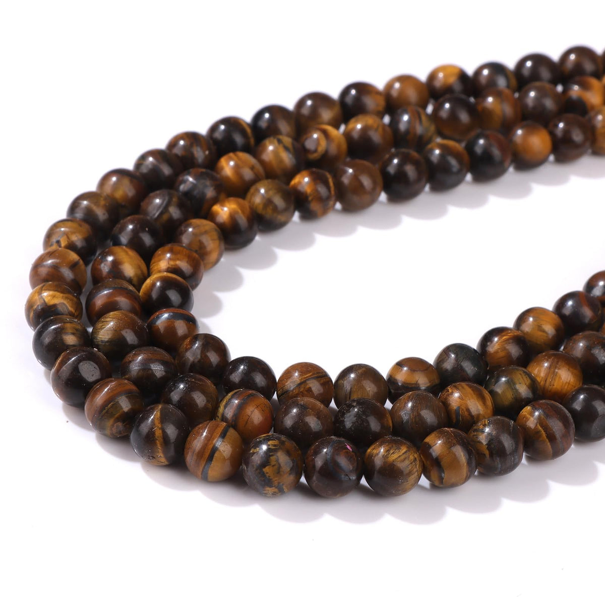 Risyfjew 50PCS 8mm Natural Tiger Eye Beads Gemstone Round Loose Beads for Jewelry Making Chakra Crystal Stone Beads for Bracelets Necklace Earrings Making Supplies (50pcs/Strand)