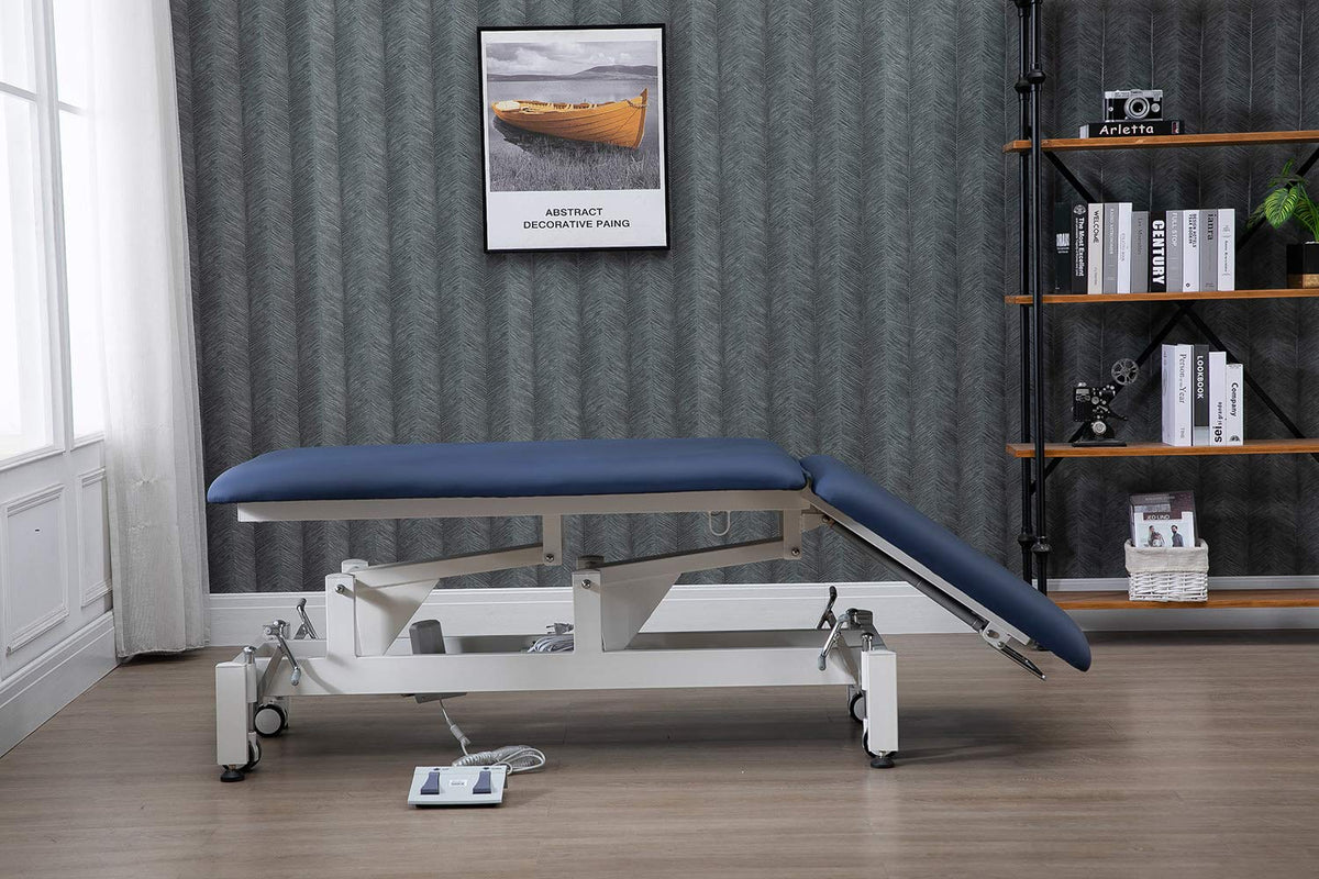 homeLyD Physical Therapy Table Hi-Lo Adjustable 2 Section PT Treatment Table,Ultra Comfortable Foot Control Facial Salon SPA Bed for Massage and Acupuncture (Blue)