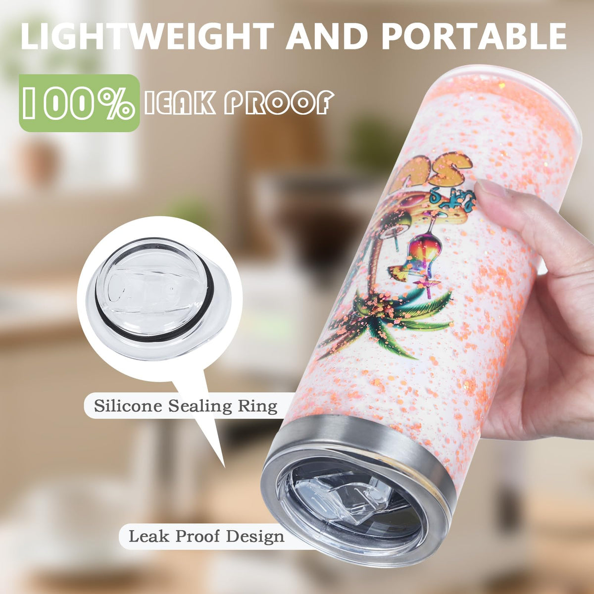 20 Oz 8 Pack Double Wall Pre Drilled Sublimation Storyboard Snow Globe Tumbler, Inner Stainless Steel Outer Plastic Insulated Storyboard Cups, DIY Interlayer for Glitter Storyboard Tumbler Gifts