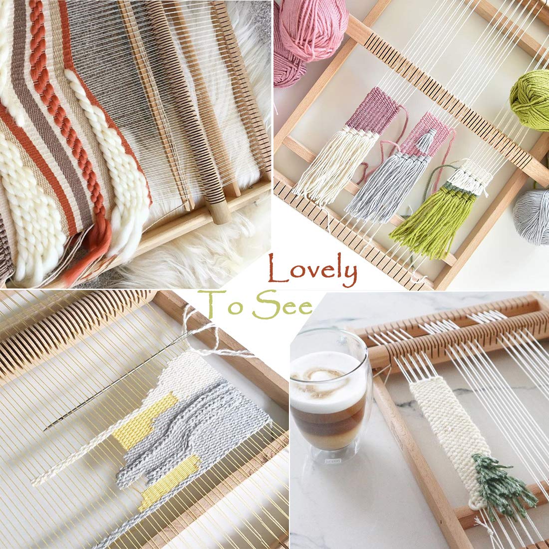 KISSBUTY Wooden Multi-Craft Weaving Loom Large Weaving Frame to Handcraft for Beginners, 9.9 by 15.7 by 1.3 Inches (Wooden)