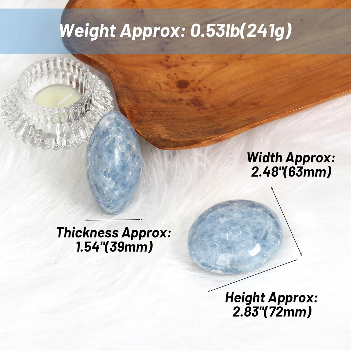 Orientrea Celestite Palm Stone-1 Pc Celestite Pocket Energy Stone, Smooth Healing Crystal Worry Stone