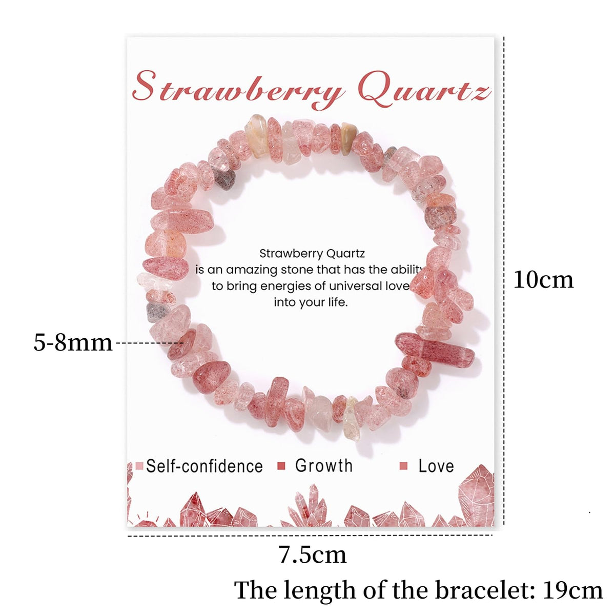 Strawberry Quartz Bracelet for Women 5-8mm Raw Strawberry Quartz Bracelet Natural Stone Bracelet Strawberry Quartz Crystal Bracelet Gemstone Bracelet for Women
