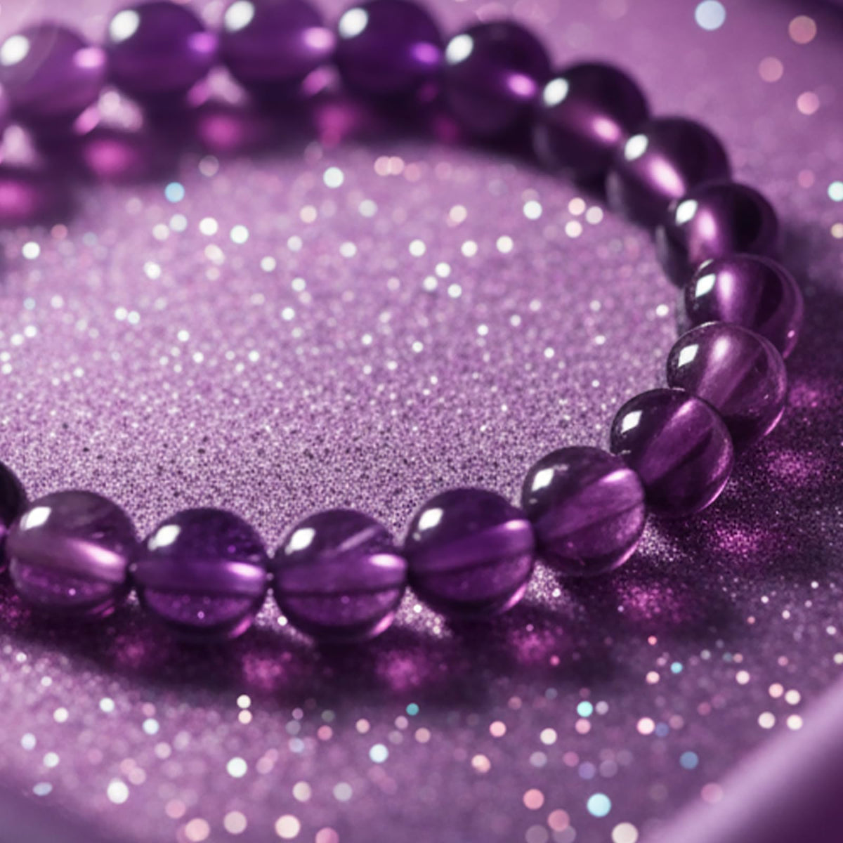 AUMRET Purple Beaded Amethyst Bracelet-6mm February Birthstone Bracelet Relive Anxiety Jewelry For Women Valentine's Day Mother's Day Christmas Birthday Gifts